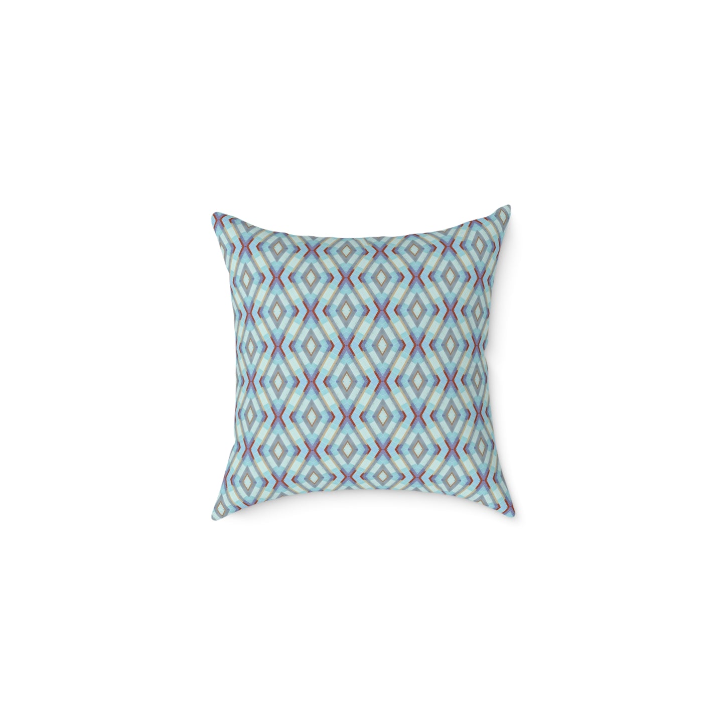 Geometric Diamond Pattern Square Pillow | Turquoise Blue Purple Dark Red Ikat Throw Pillow
