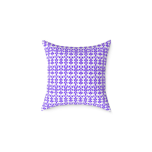 Purple Floral Tile Pattern Pillow | Geometric Boho Throw Pillow, Gift for Her, Decorative Throw Cushion, Boho Decor, Living Room Accent