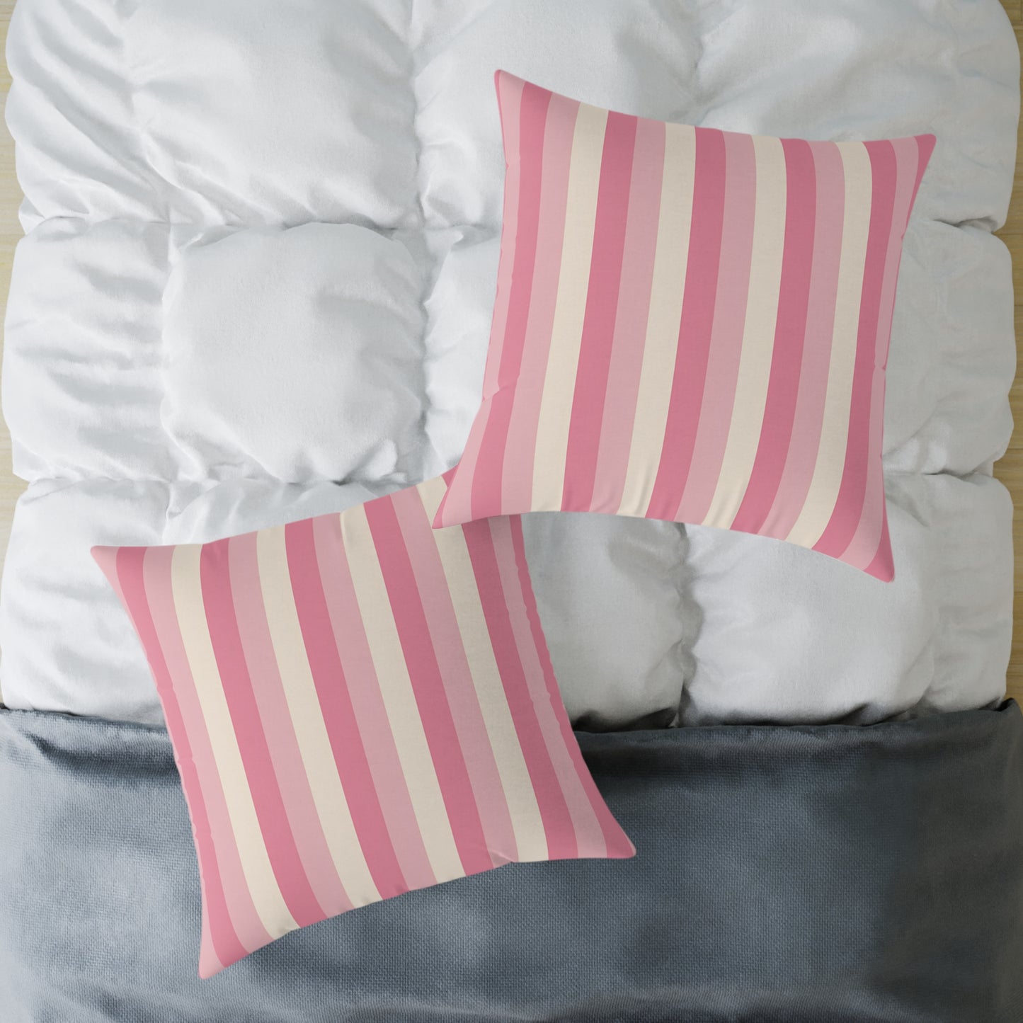 Pink Creme Stripe Square Pillow | Pastel Striped Throw Cushion