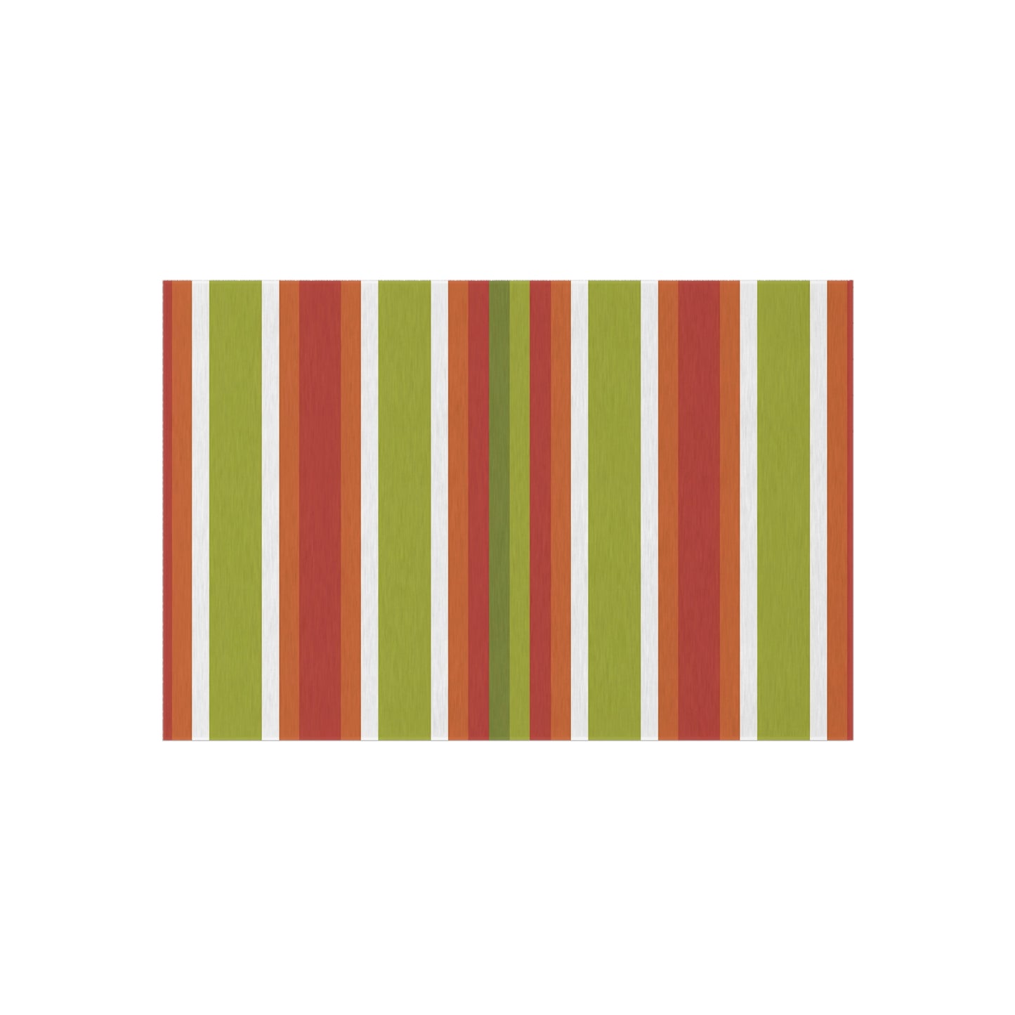 Green Orange White Stripe Outdoor Rug | Patio Door Mat, Weatherproof Porch Runner