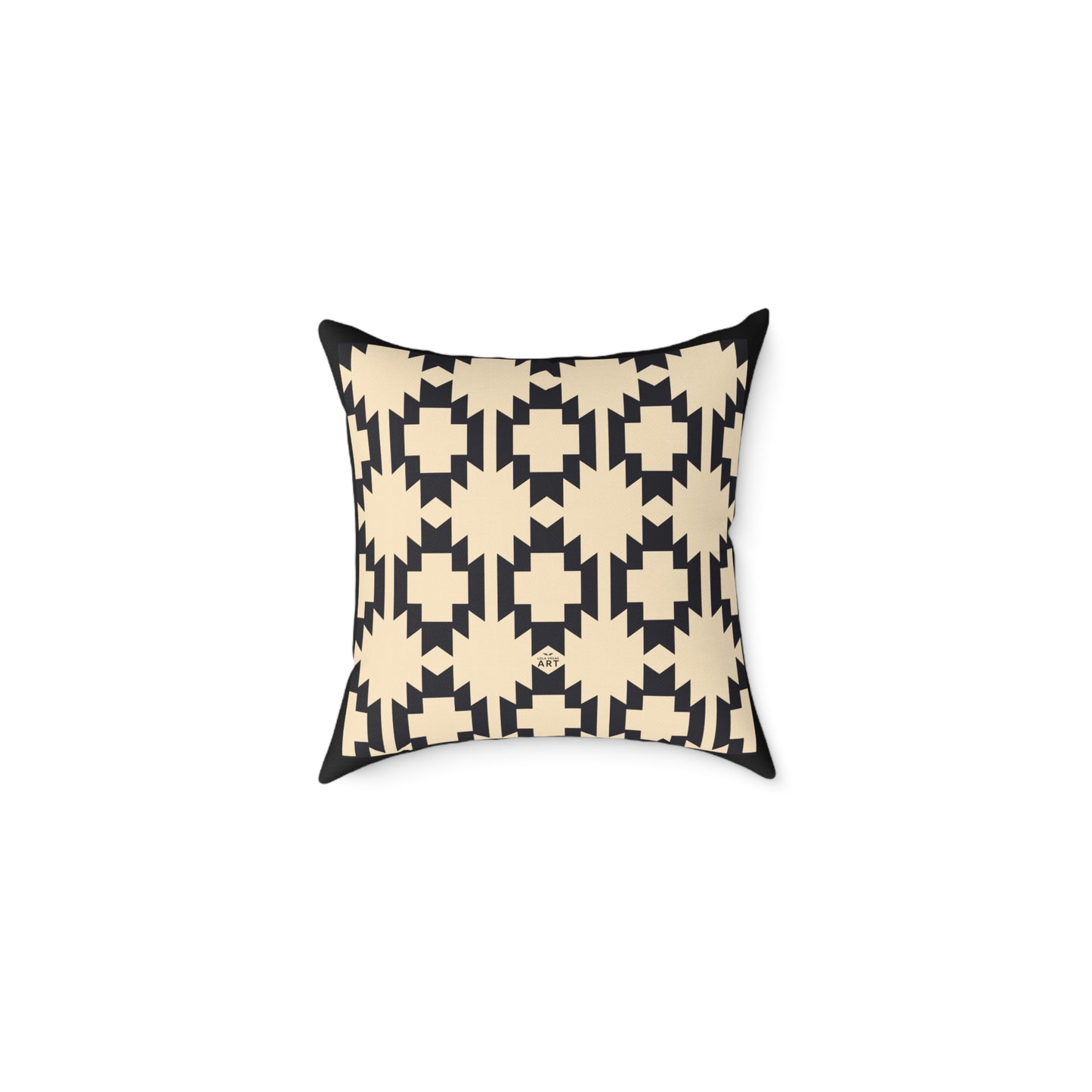Geometric Aztec Pattern Square Pillow | Neutral Black Cream Throw Pillow
