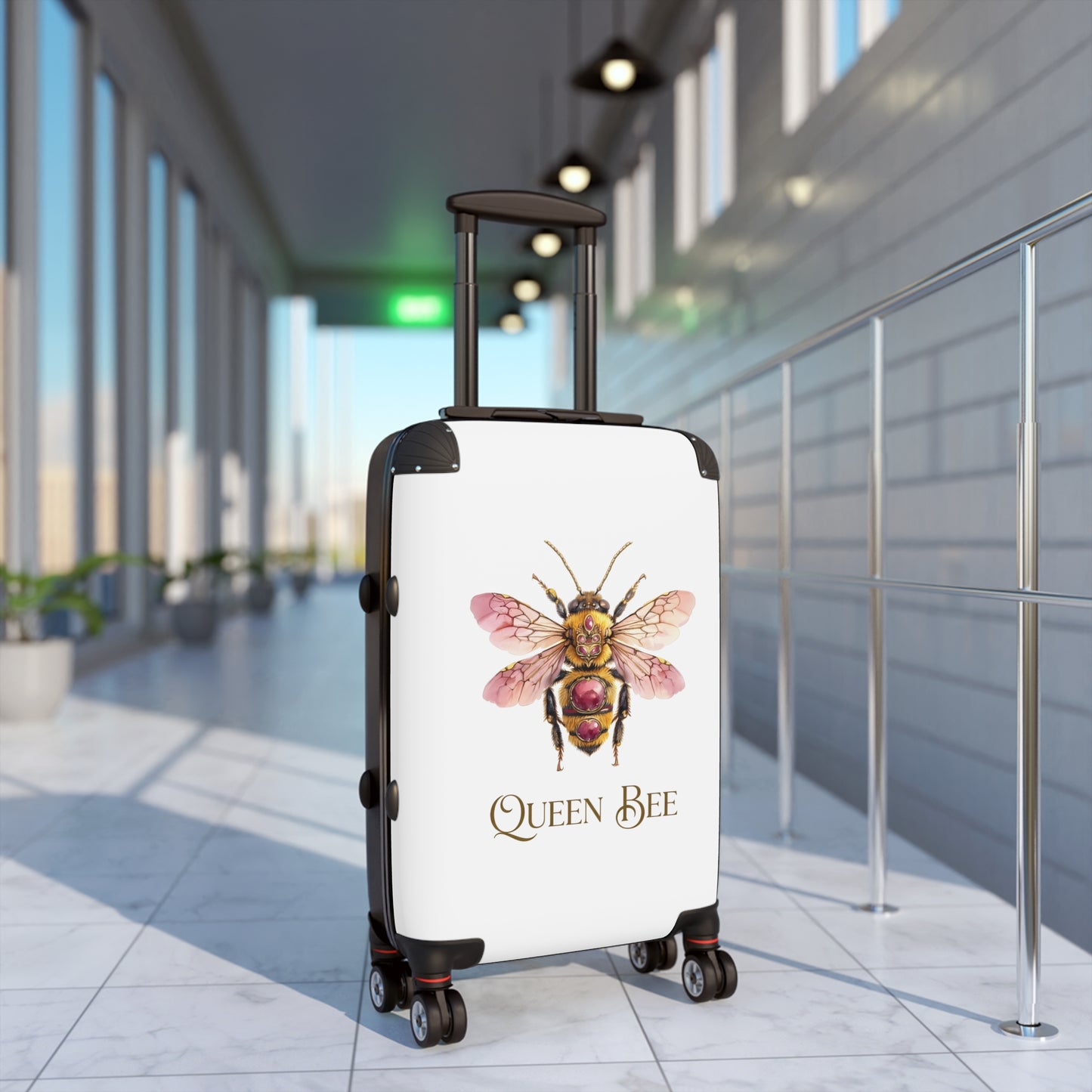 Queen Bee watercolor bee suitcase | luggage with floral bee artwork
