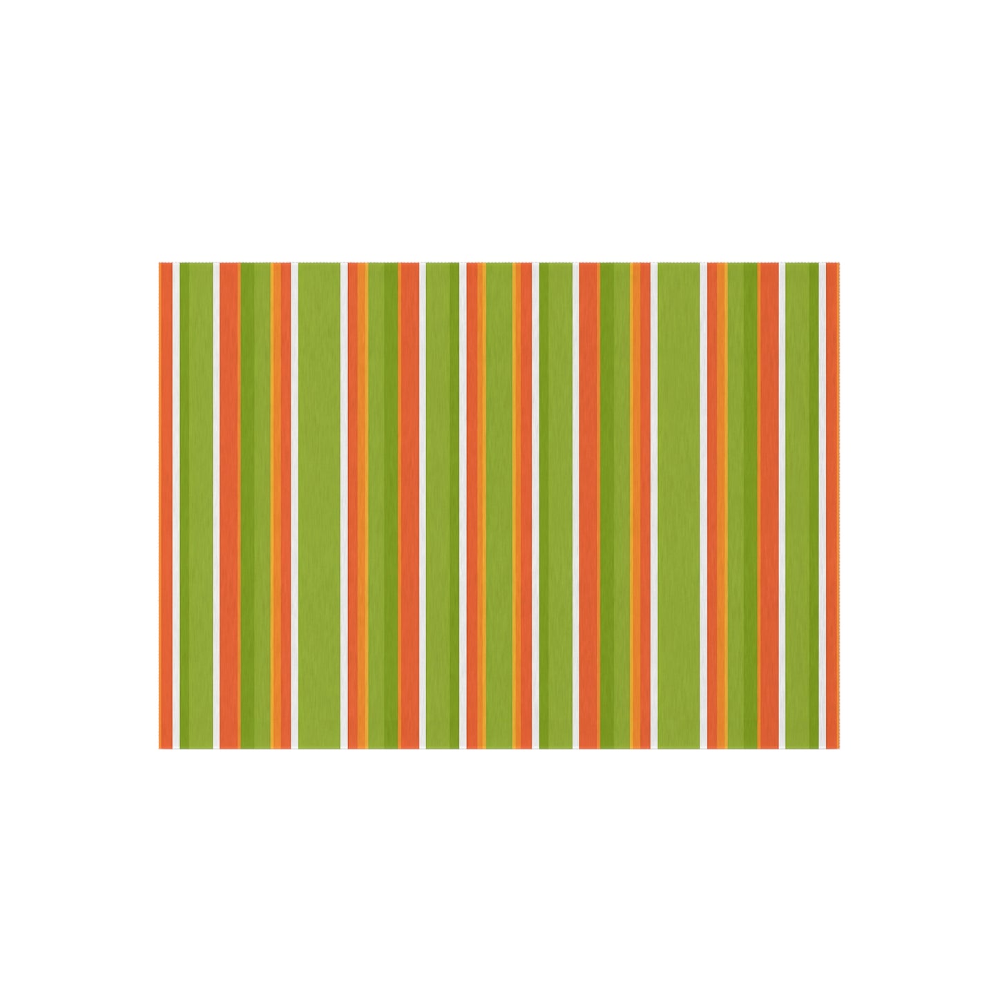 Bright Orange Green Striped Outdoor/Indoor Rug