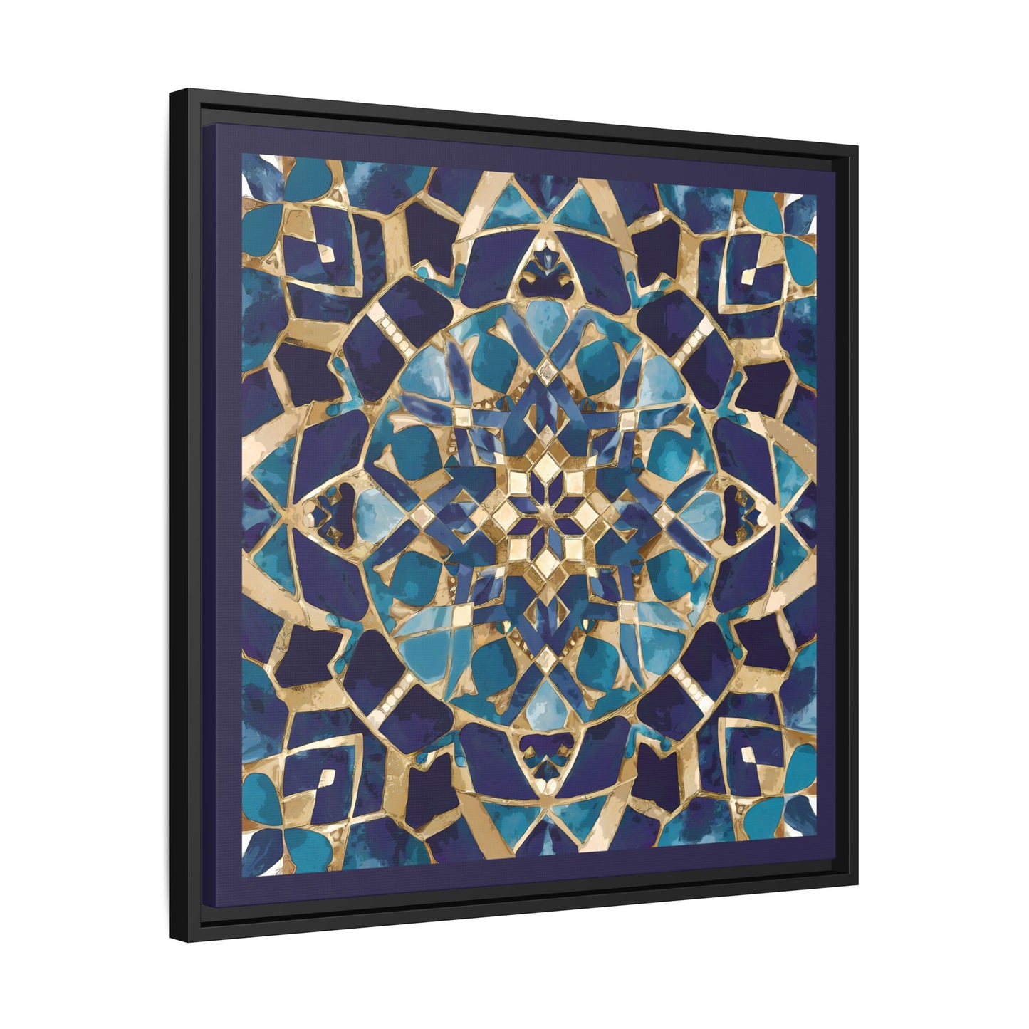 Framed Blue Moroccan Mosaic Wall Art — Matte Canvas Print
