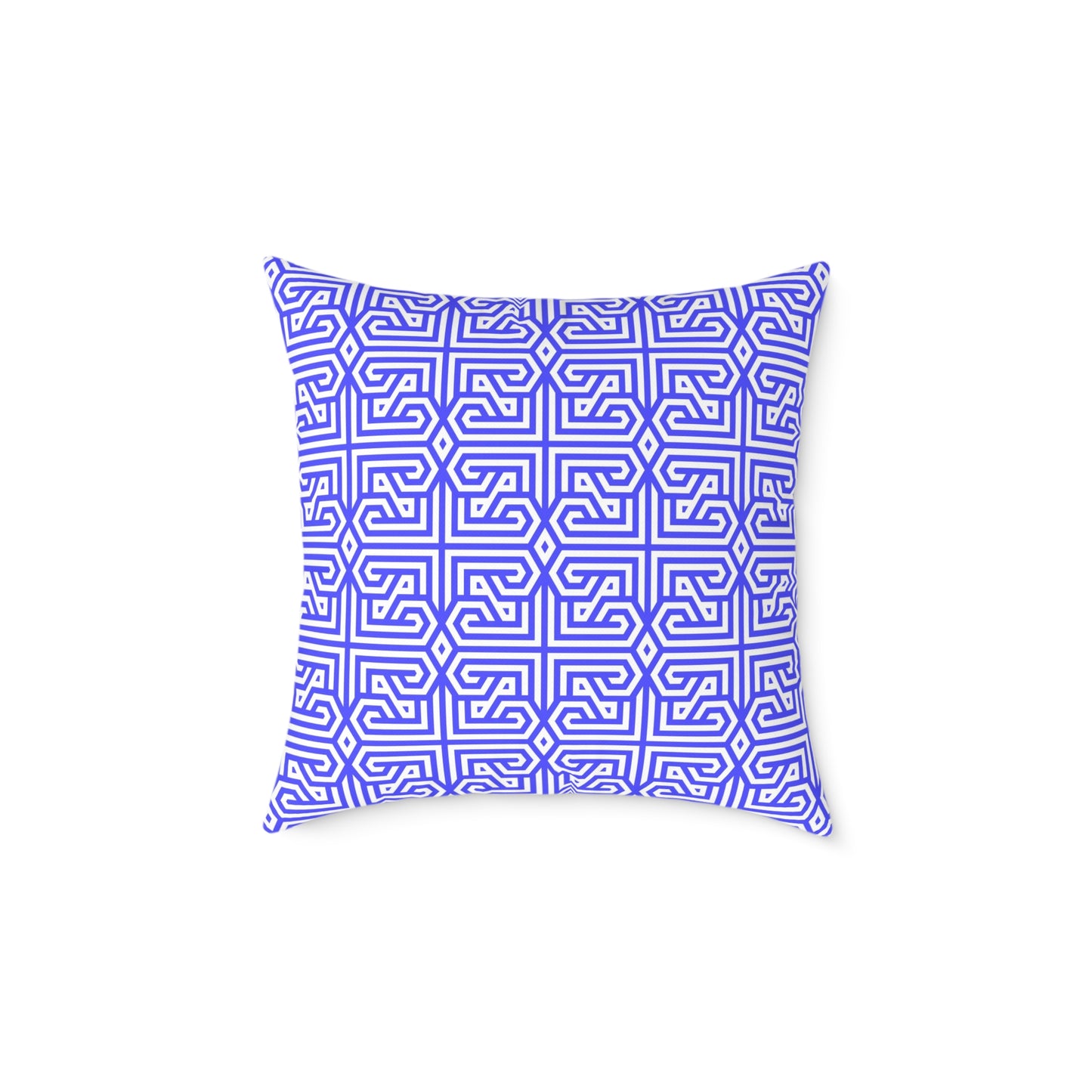 Geometric Greek Key Pattern Periwinkle Pillow | Square Canvas Throw Pillow, Modern Home Decor, Accent Cushion, Gift for Her, Boho Style,