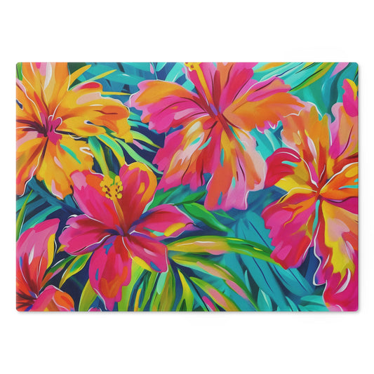 Tropical Floral Cutting Board, Colorful Serving Board, Kitchen Decor, Gift for Chefs, Housewarming Present, Summer Vibes - LOLA VEGAS ART