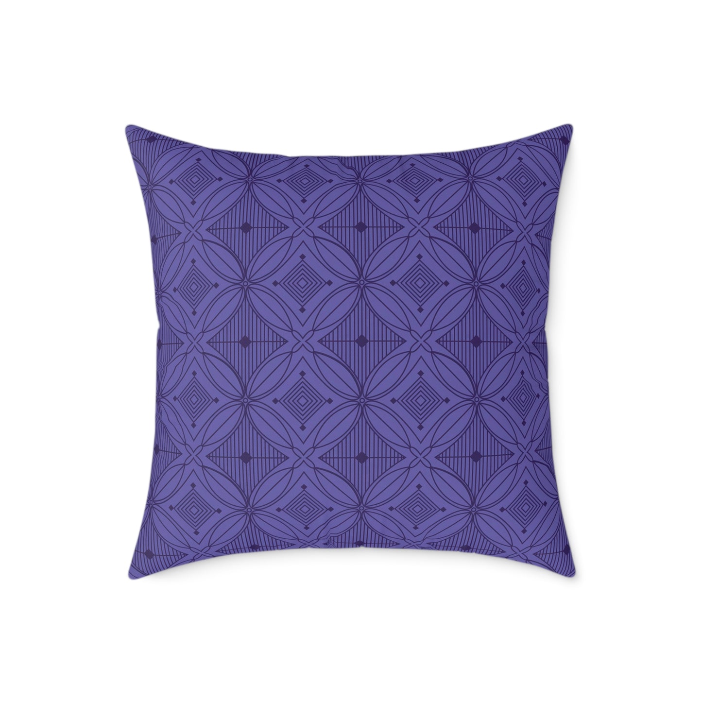 Geometric Mosaic Pattern Square Poly Canvas Pillow | Purple Tile Design