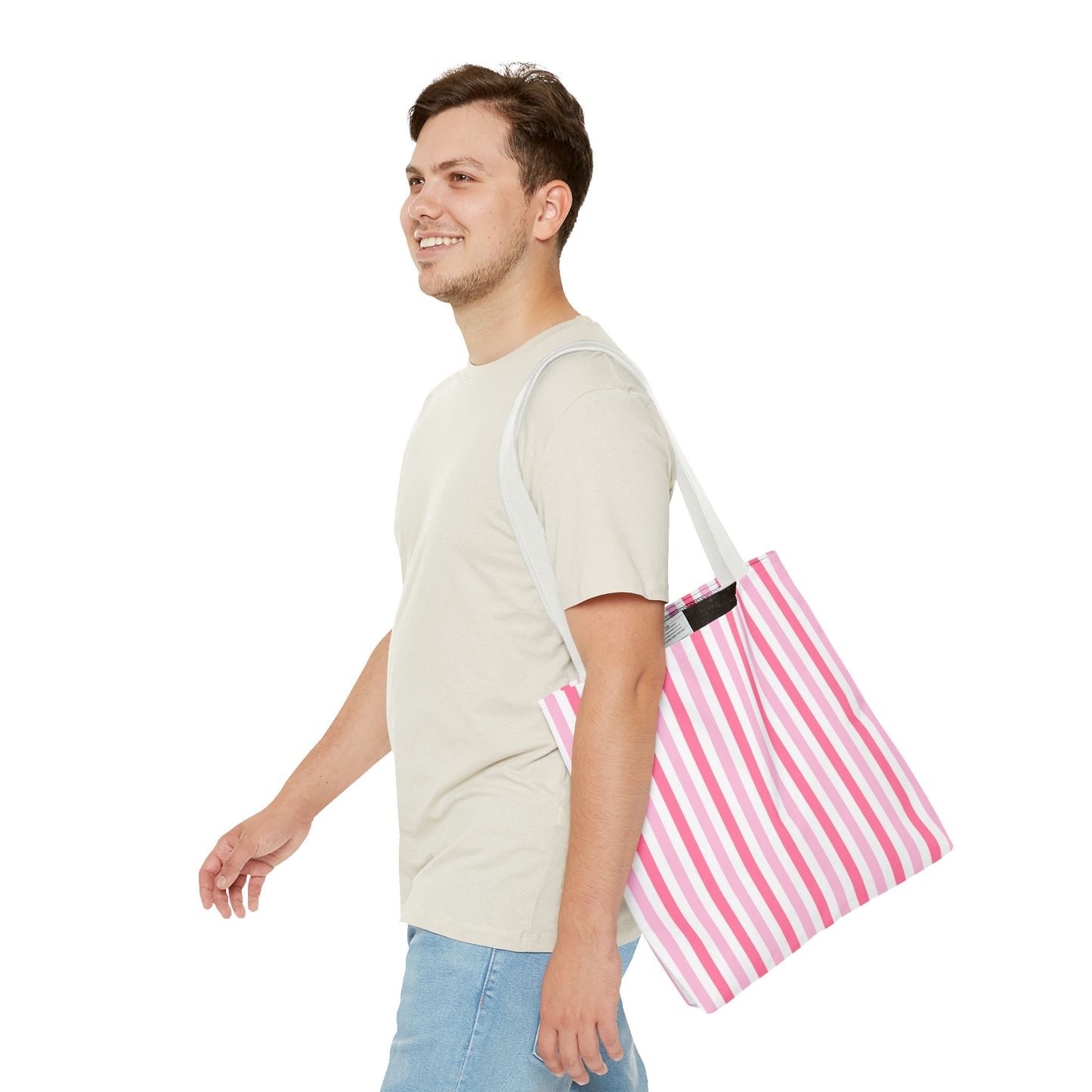 Chic Pink Striped Tote Bag, Stylish Beach Bag, Reusable Shopping Tote, Gift for Her, Eco-Friendly Fashion Accessory, Teen Girl Bag