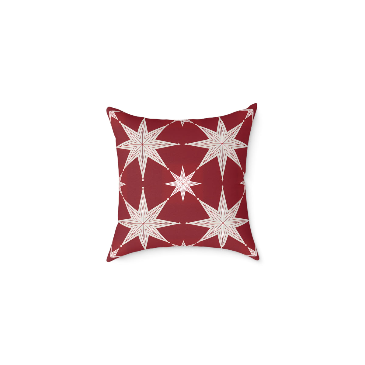 Ivory Starburst Pattern Square Pillow | Red Holiday Throw Cushion