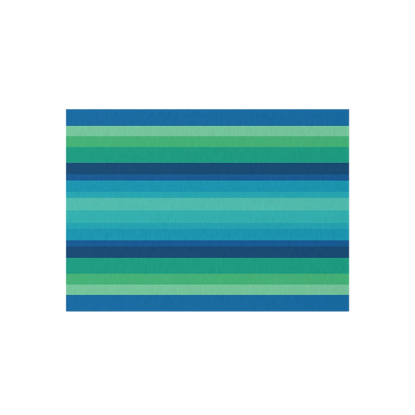 Blue Green Striped Outdoor/Indoor Rug | Patio Mat, Weather-Resistant Floor Covering