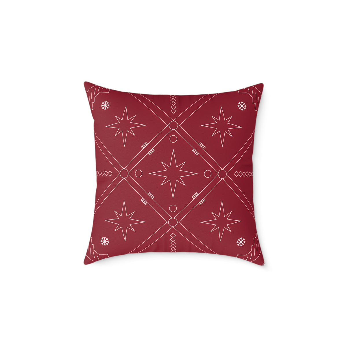 Starburst Geometric Pattern Pillow | Square Poly Canvas Christmas Holiday Pillow