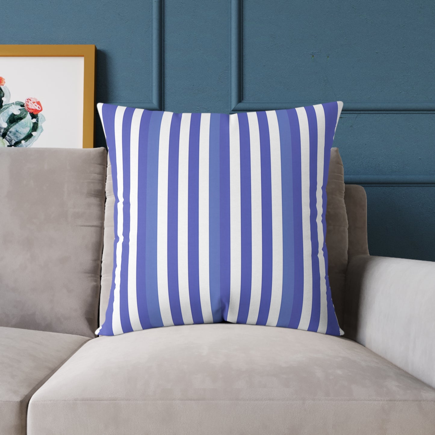 Periwinkle Purple White Vertical Stripe Pillow | Coastal Nautical Cushion Cover