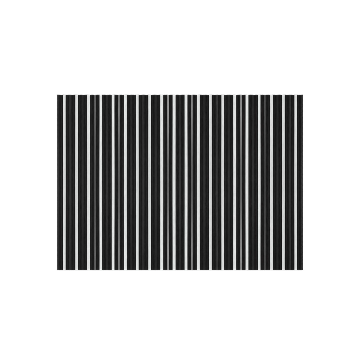 Black White Stripe Indoor/Outdoor Rug | Modern Patio Mat, Reversible Striped Floor Rug