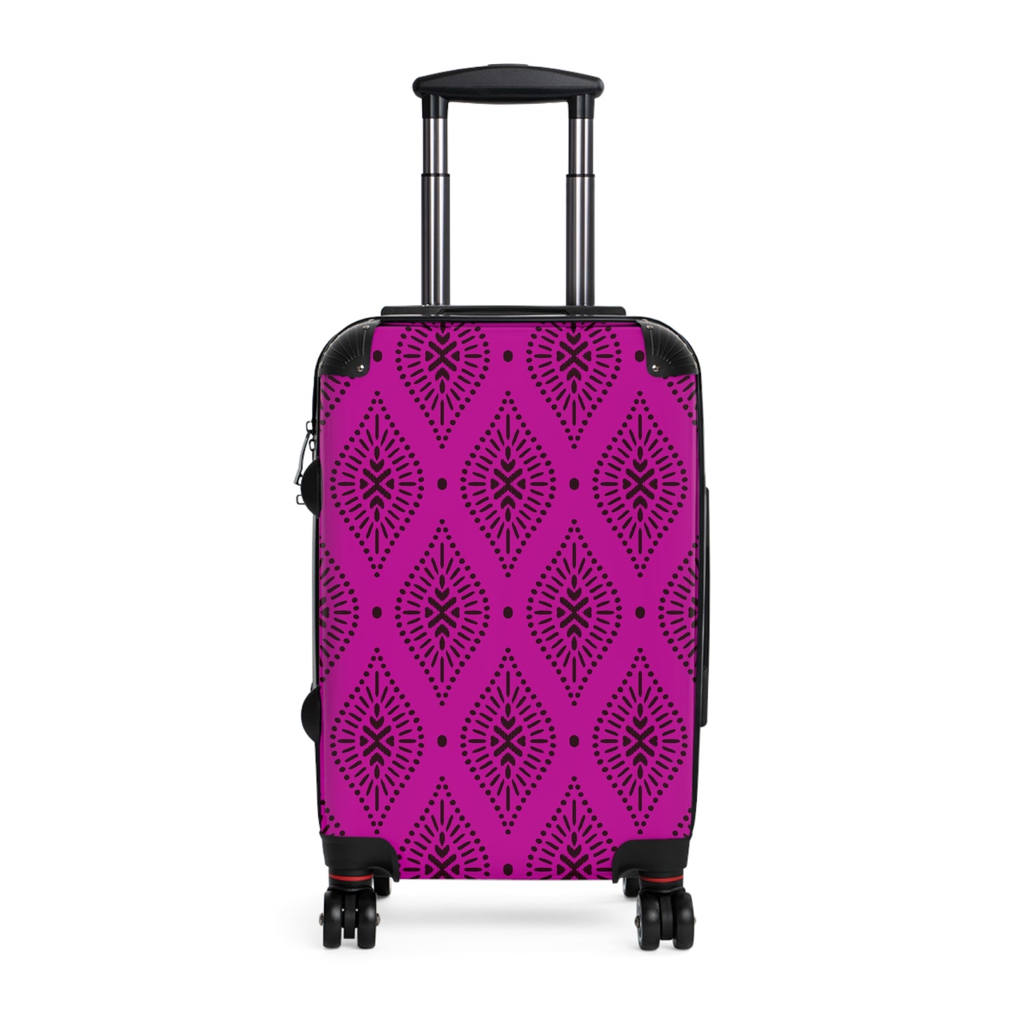 Deep Fuchsia and Black Paisley Pattern Suitcase | Boho Luggage Style