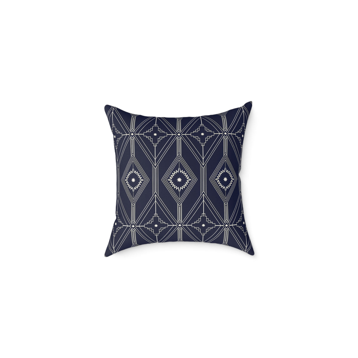 Navy Geometric Diamond Pattern Square Pillow | Boho Tribal Throw Cushion