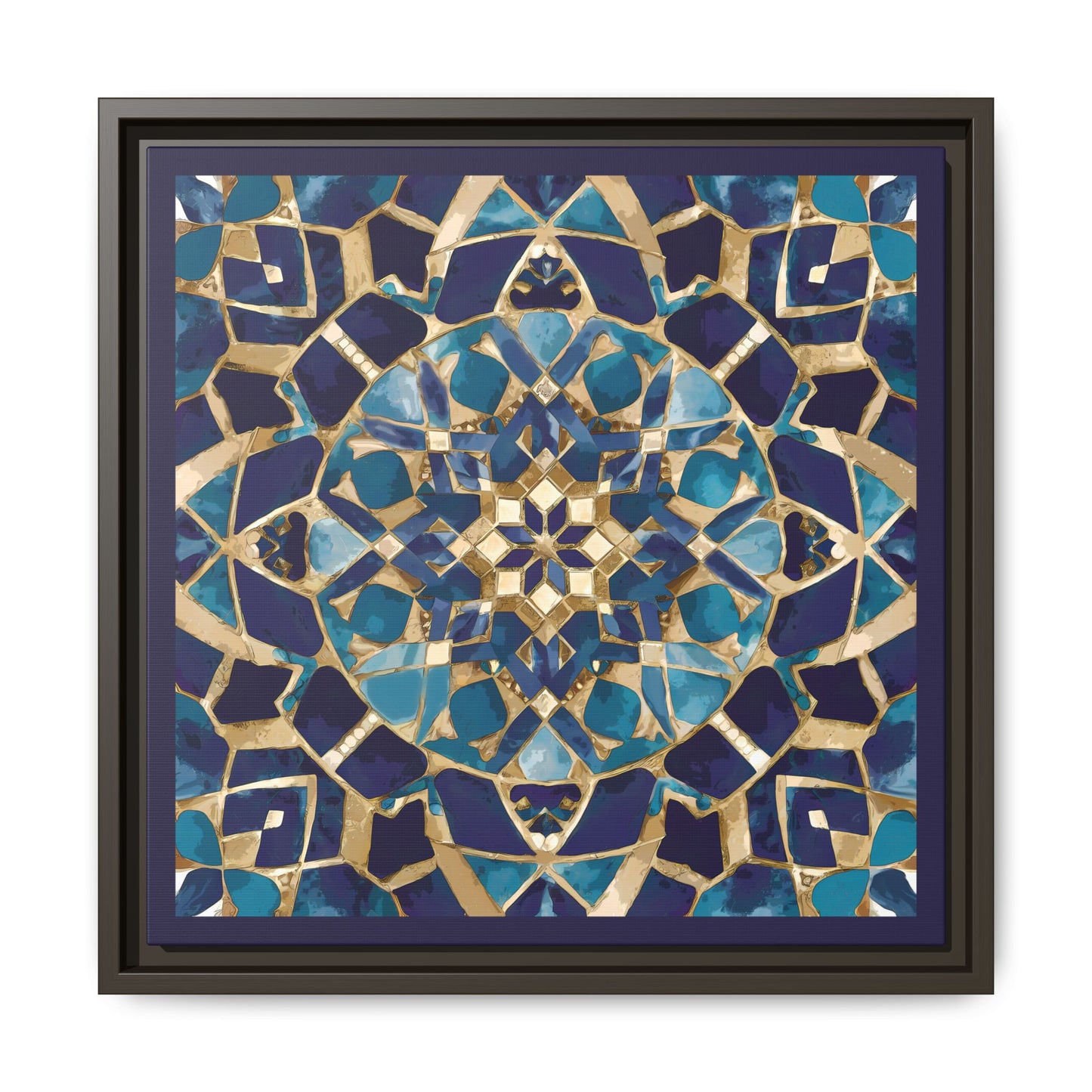 Framed Blue Moroccan Mosaic Wall Art — Matte Canvas Print