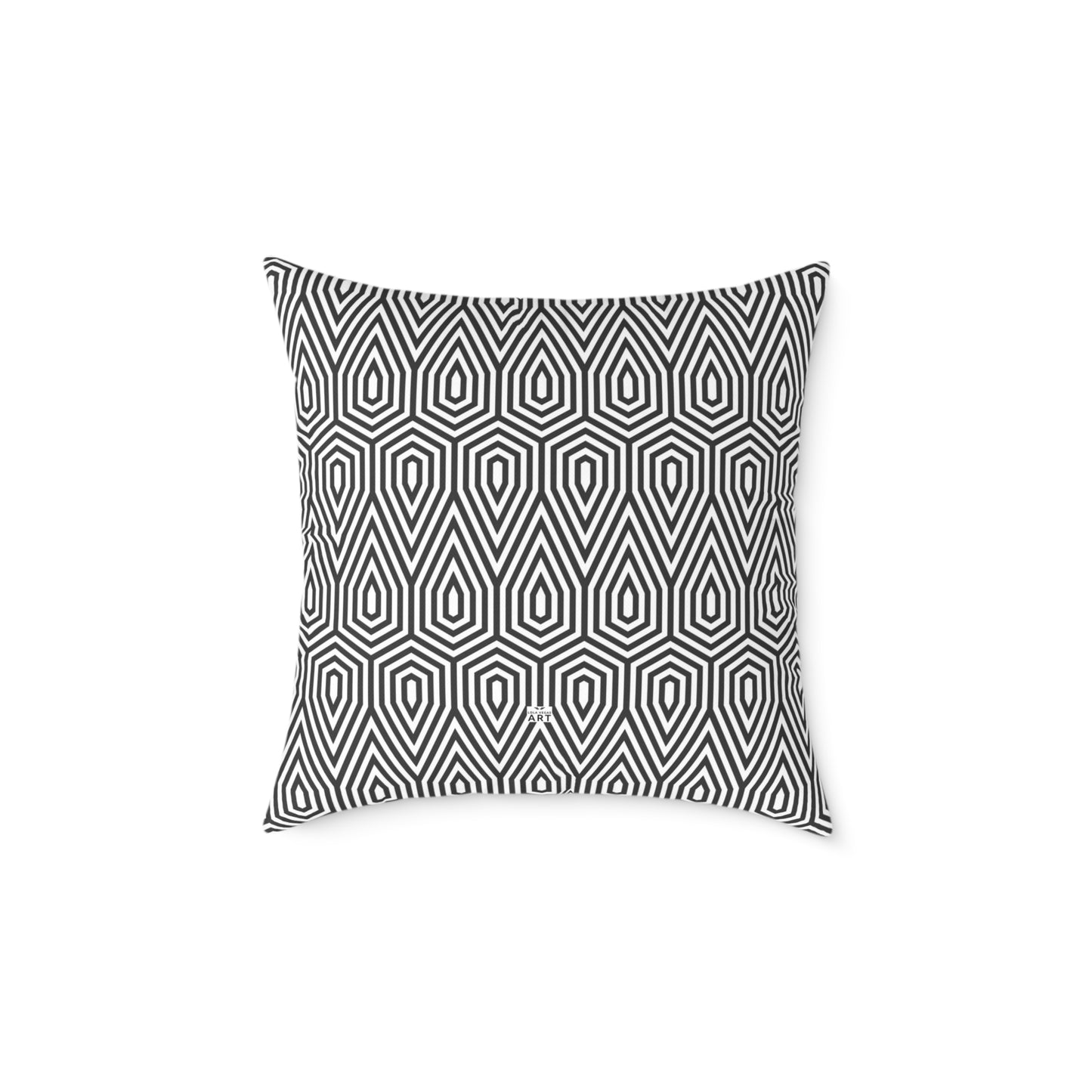 Geometric Hexagon Pattern Square Pillow | Black White Modern Throw, Modern Home Decor, Square Cushion, Accent Home Accessories, Gift for Her