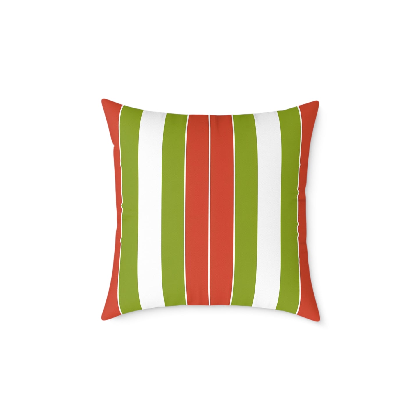 Orange White Green Stripe Pillow | Square Poly Canvas Pillow