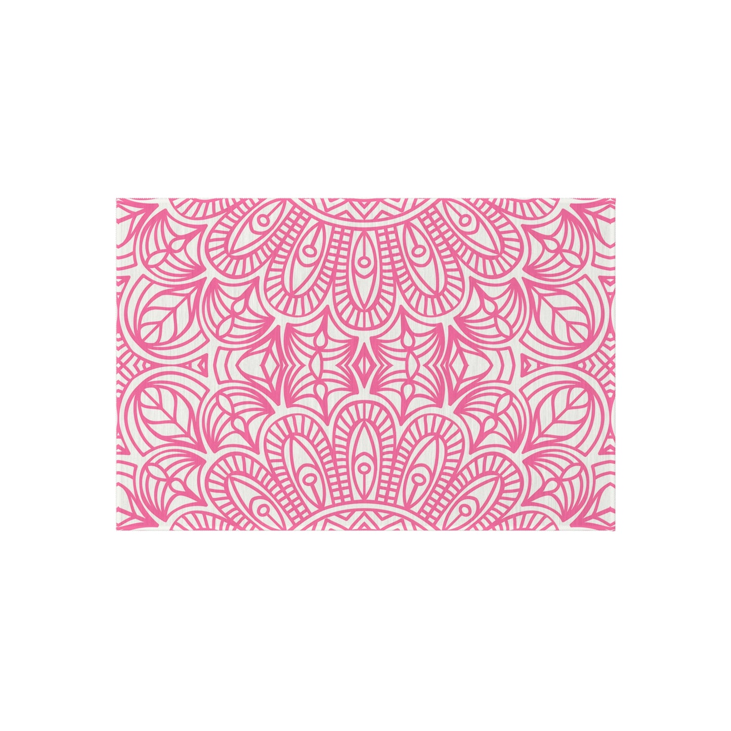 Pink Mandala Pattern Outdoor/Indoor Rug | Floral Patio Mat