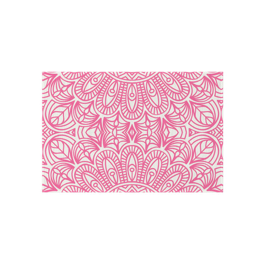 Pink Mandala Pattern Outdoor/Indoor Rug | Floral Patio Mat
