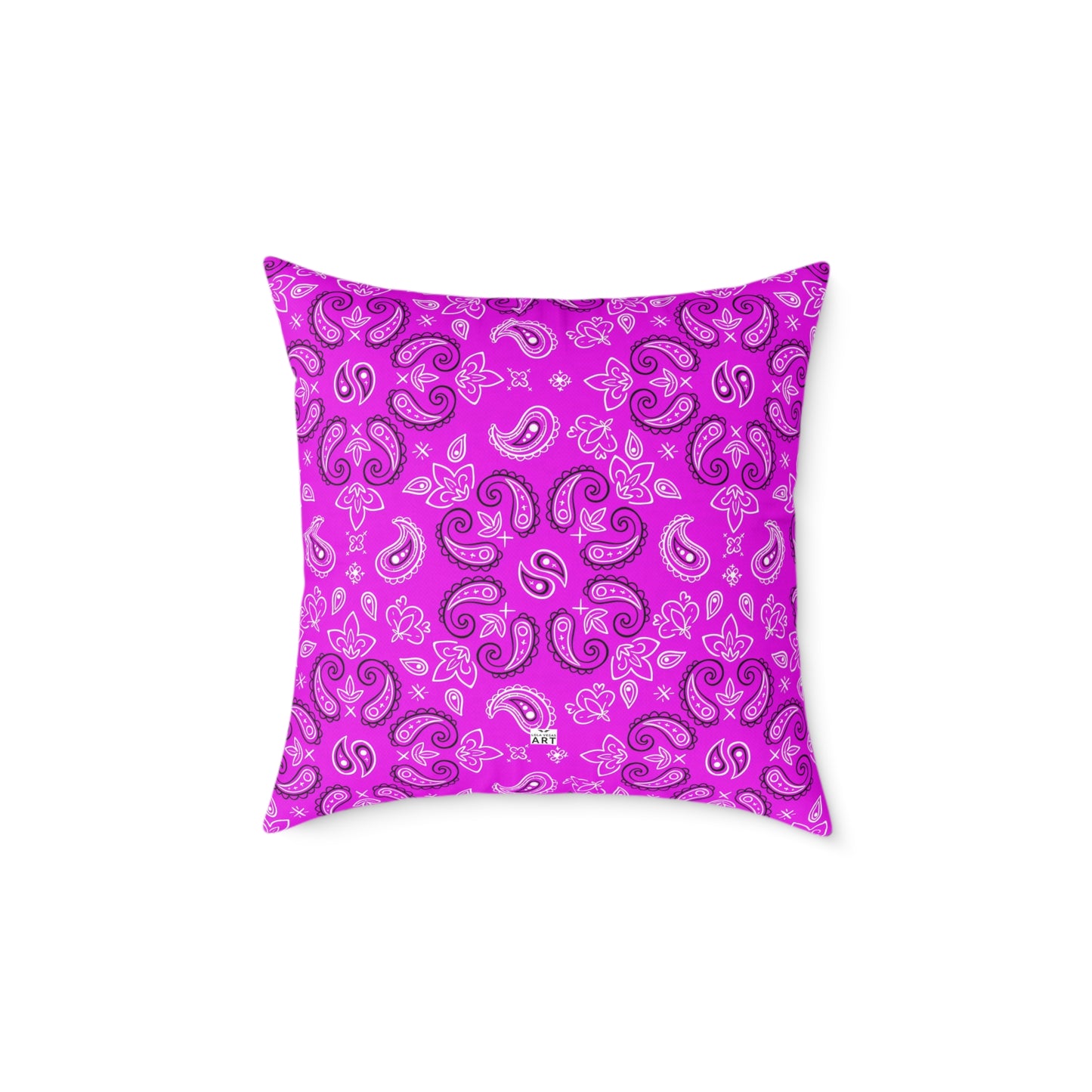 Purple Paisley Pattern Pillow | Square Poly Canvas Pillow