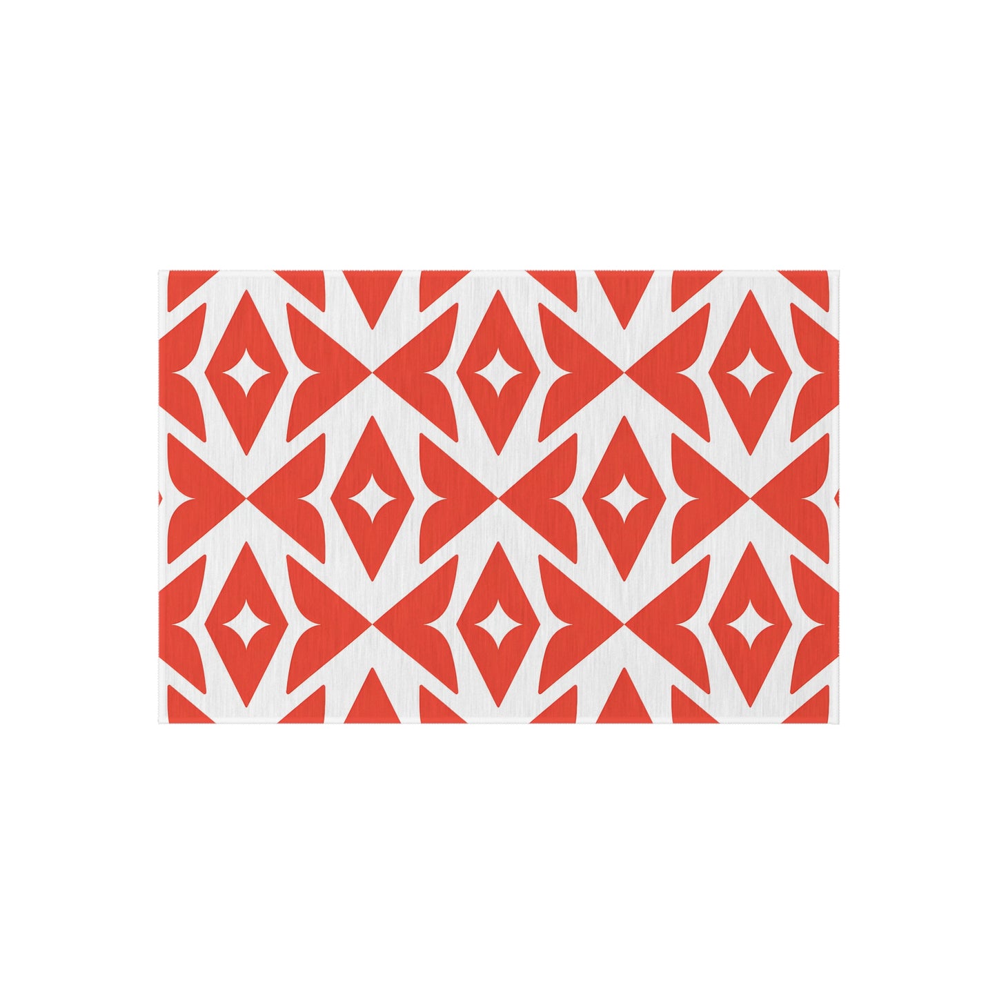Retro Diamond Geo Outdoor/Indoor Rug | Dark Orange White Patio Mat