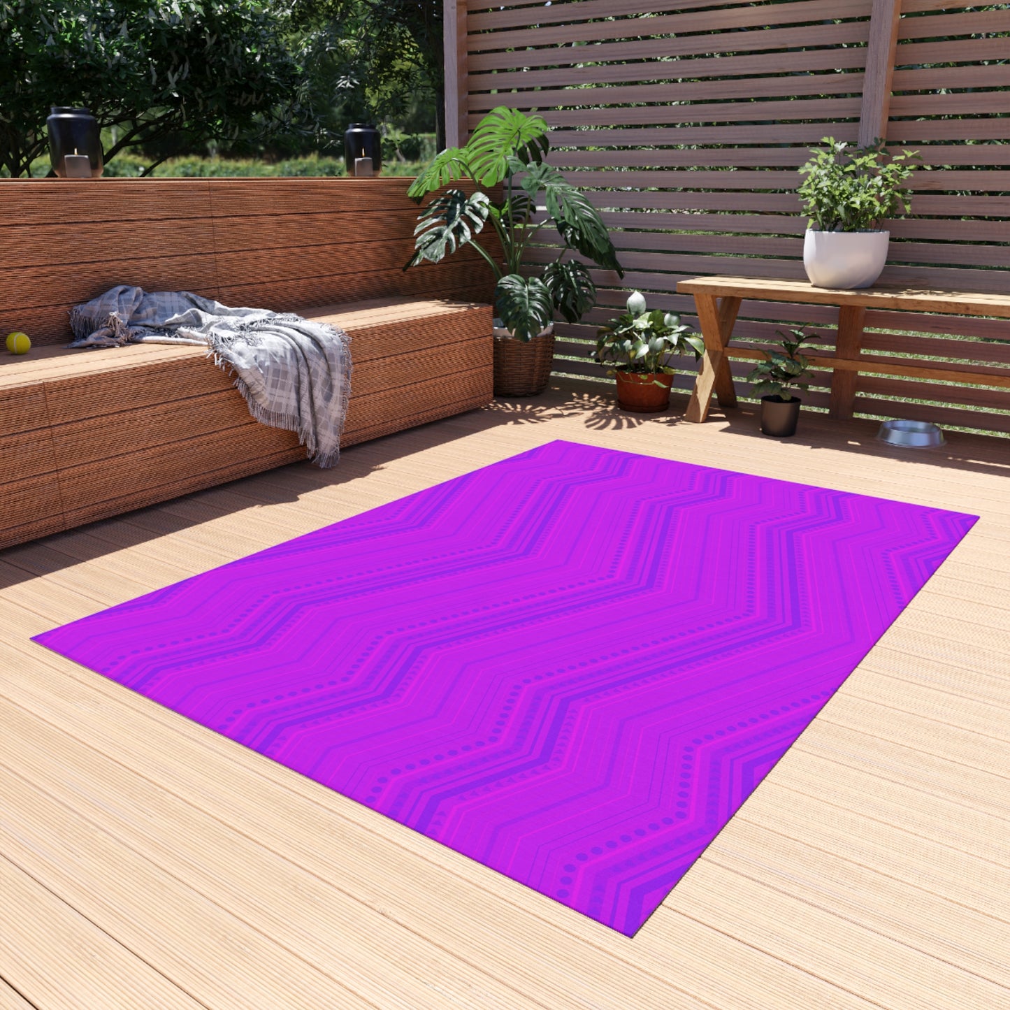 Pink and Purple Chevron Zigzag Pattern Outdoor/Indoor Rug | Chevron Patio Mat