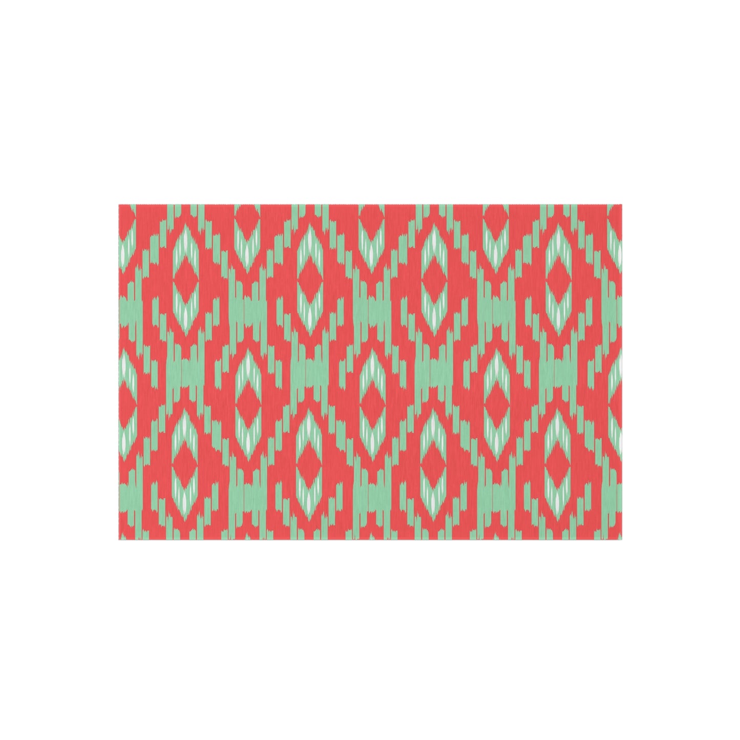 Coral Green l Ikat Pattern Outdoor/Indoor Rug | Geometric Patio Mat
