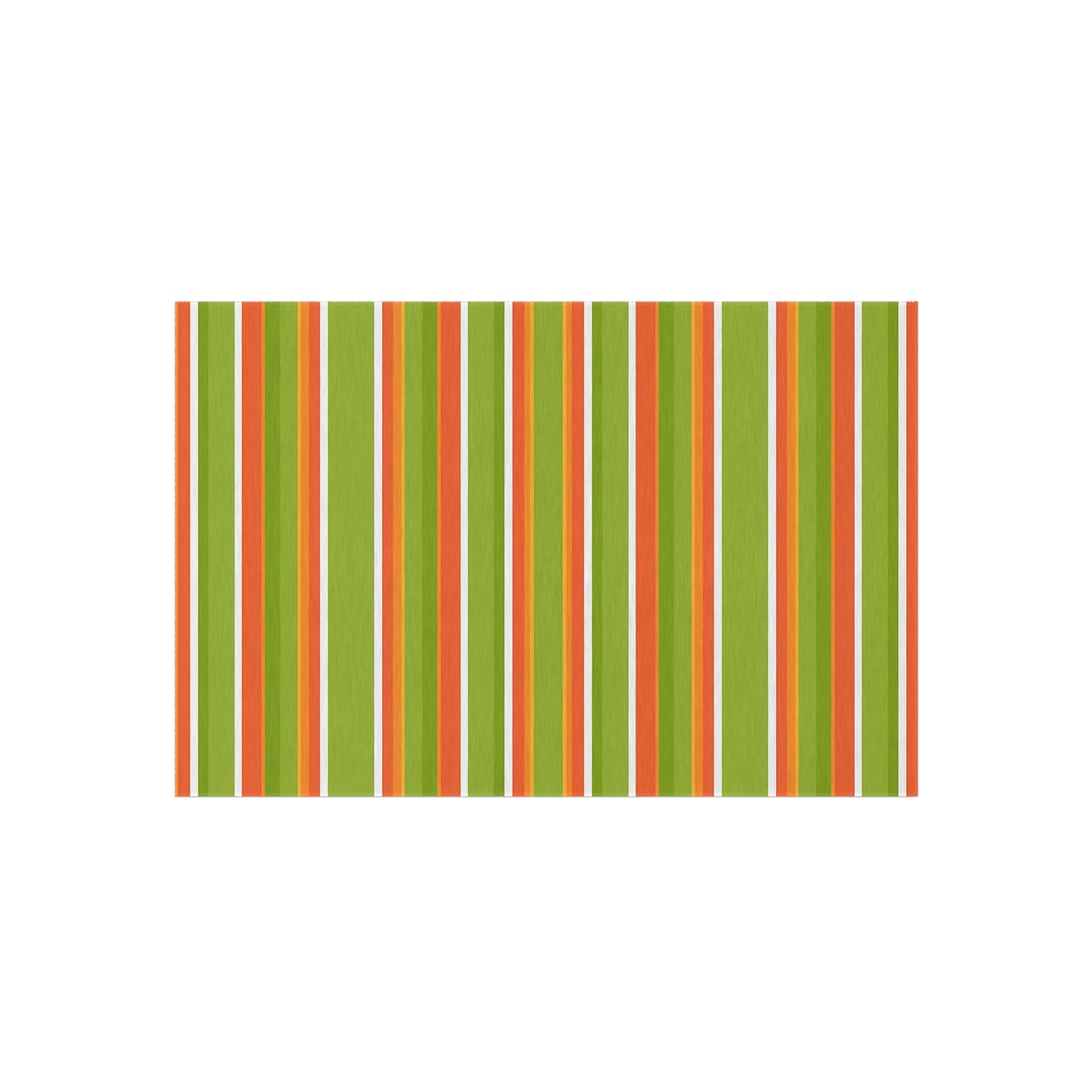 Bright Orange Green Striped Outdoor/Indoor Rug