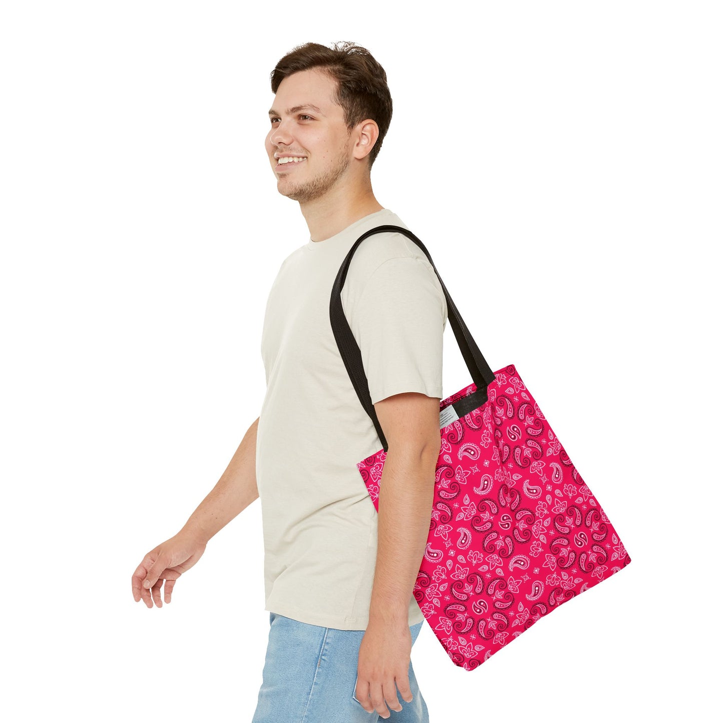 Rose-Red Paisley Pattern Tote Bag | All-Over Print