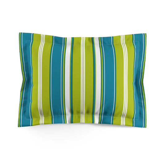 Blue Green Striped Pillow Sham | Microfiber Pillow Sham