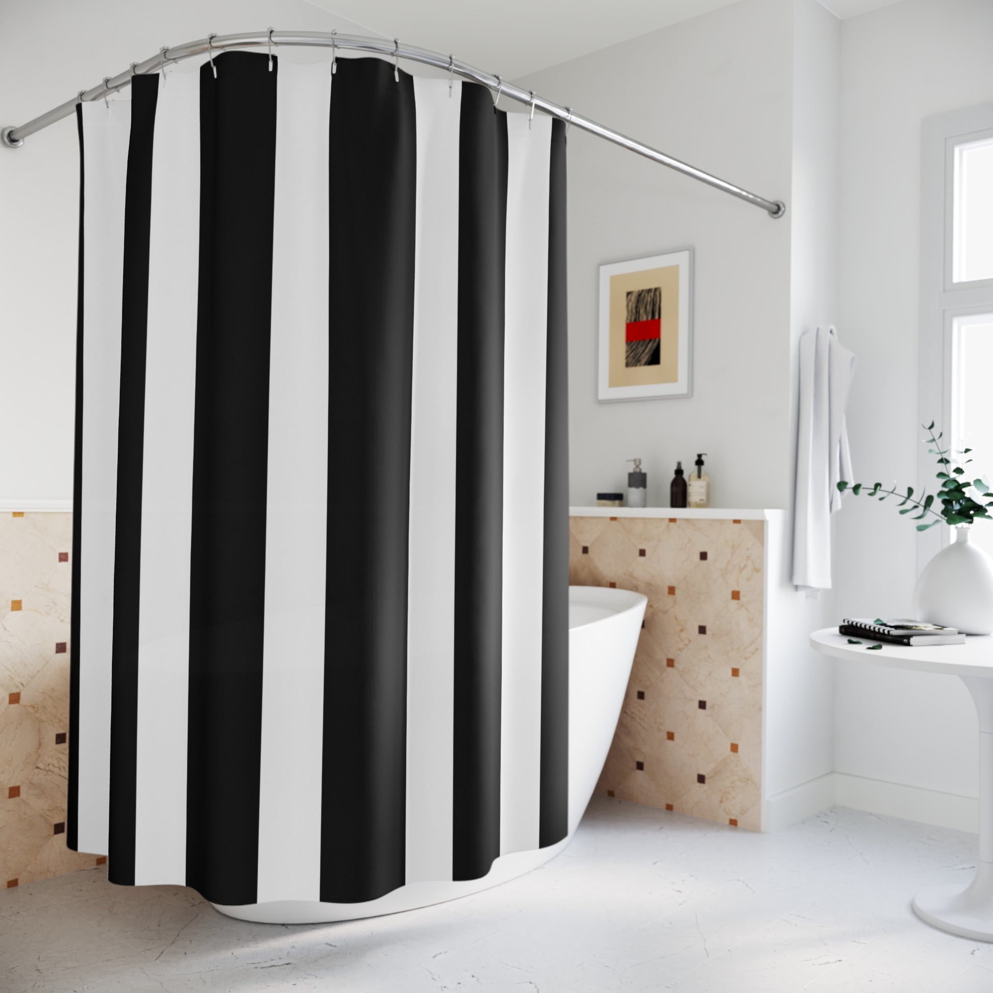 Striped Shower Curtain Hollywood Regency Bathroom Style - LOLA VEGAS ART