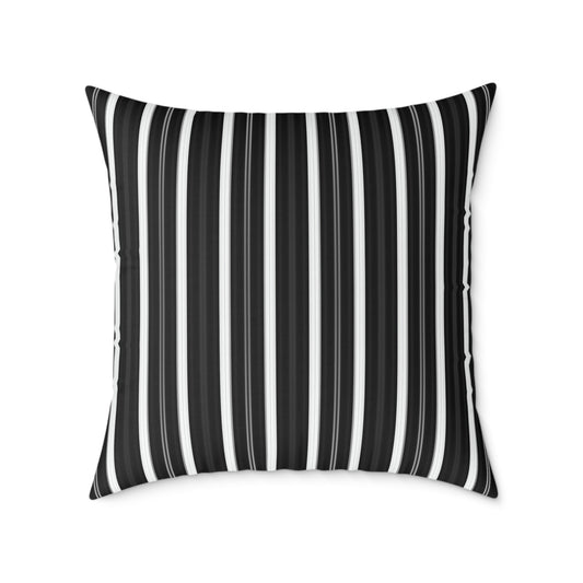 Black White Vertical Stripe Square Pillow | Modern Striped Cushion