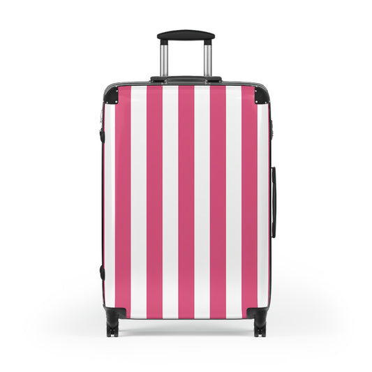 Pink Vertical Stripes Suitcase | Luggage , Travel Accessory