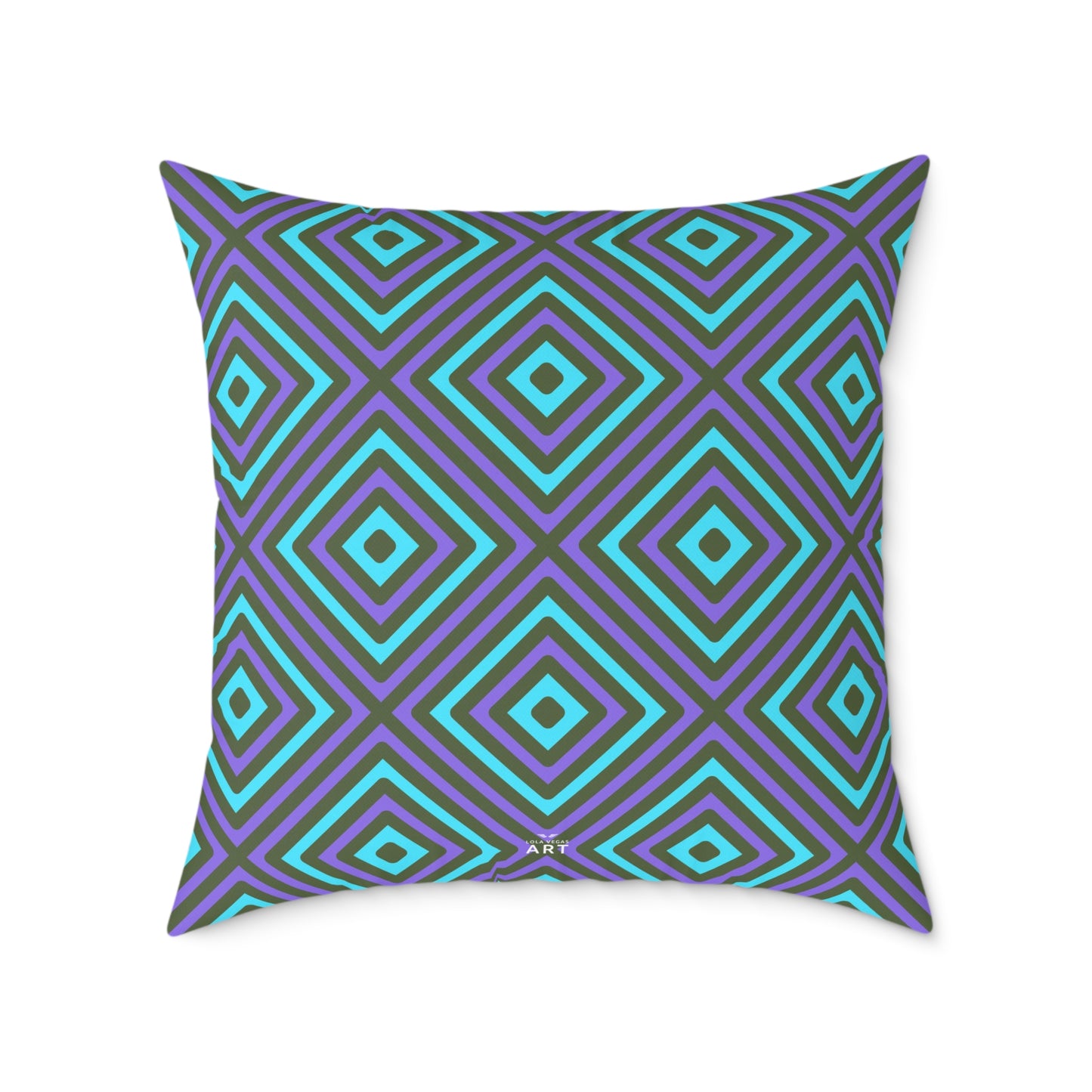 Teal & Purple Geometric Diamond Pattern Square Pillow | Modern Throw Pillow, Cozy Living Room, Stylish Bedroom Accent, Unique Gift Ideas