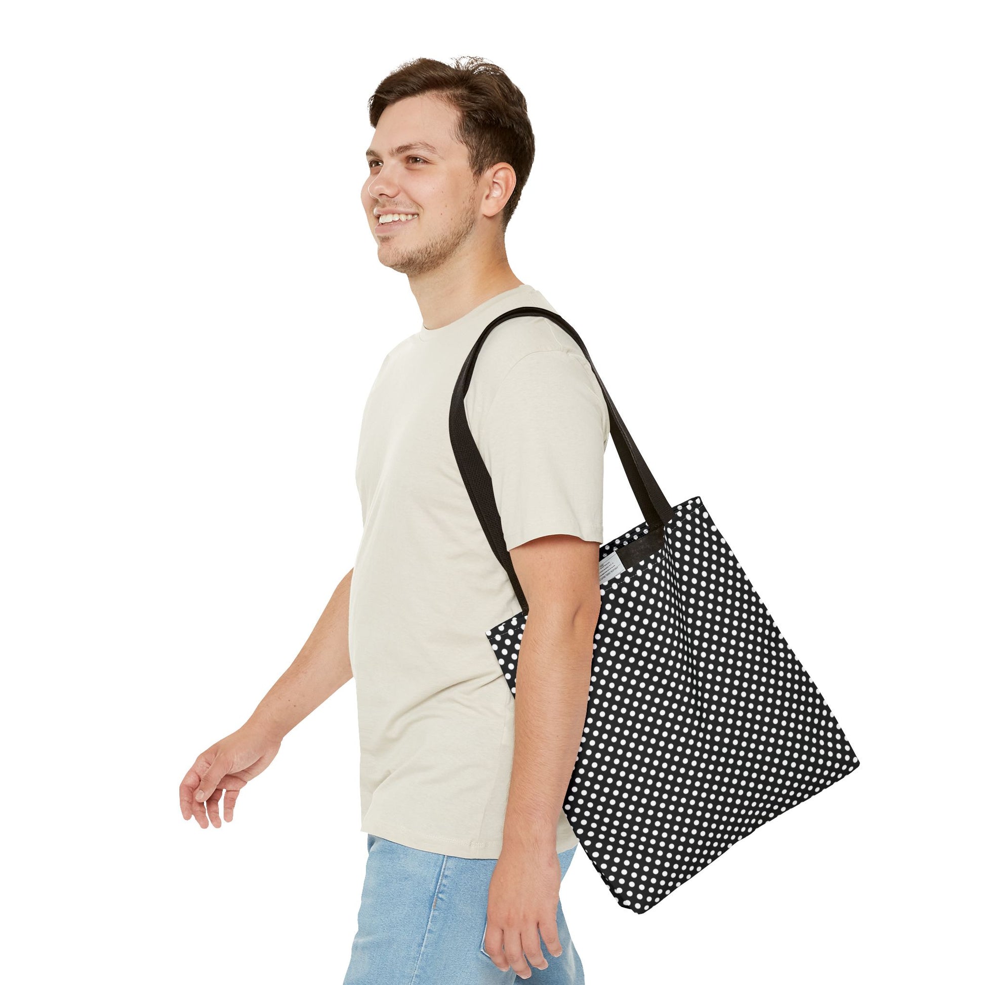 Classic Black and White Polka Dot Tote Bag - Versatile Canvas Bag for Shopping, Beach, Gym, Travel, Everyday Use, Eco-Friendly Bag - LOLA VEGAS ART