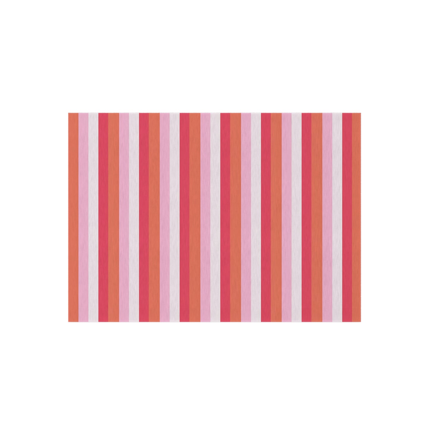 Pink Red Orange White Striped Outdoor/Indoor Rug | Patio Mat, Waterproof Deck Rug