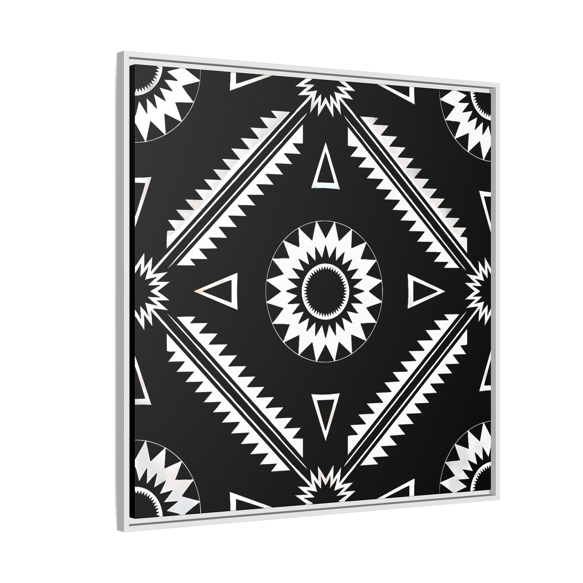 Framed Abstract Art Print, Geometric Wall Decor, Modern Home Accent, Black and White Framed Canvas - LOLA VEGAS ART