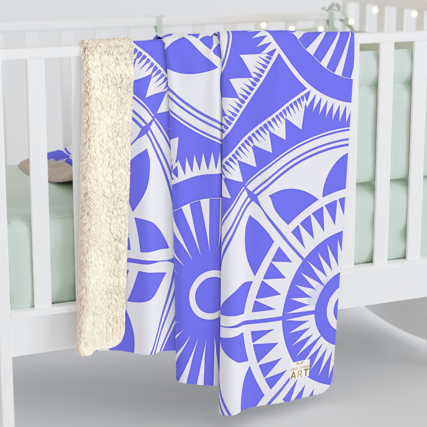 purple White Compass Mandala Sherpa Blanket | Nautical Geometric Cozy Throw