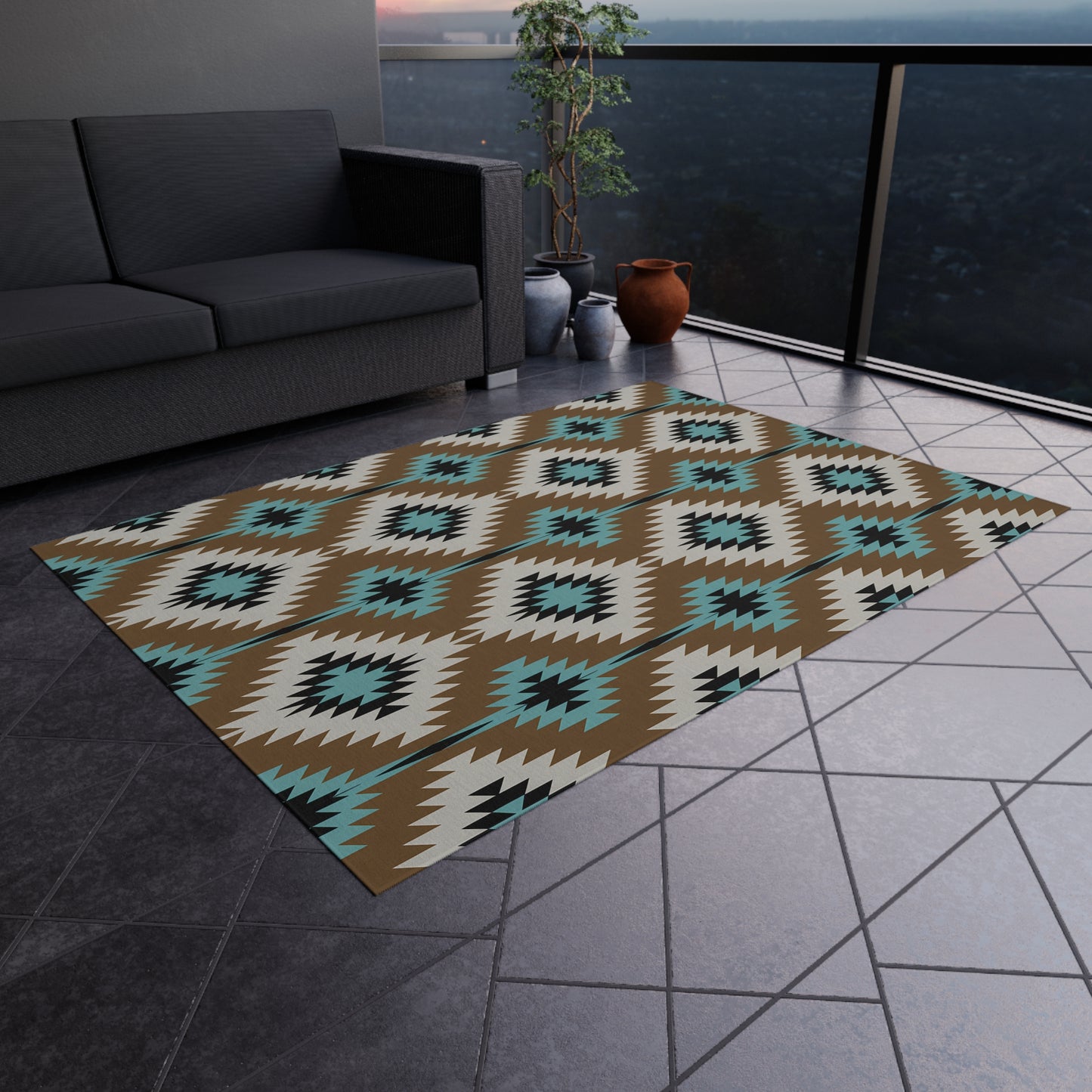 Stylish Outdoor Rug, Bohemian Patio Decor, Indoor/Outdoor Mat, Camping Area Rug, Durable Entryway Carpet, Personalized Outdoor Accent - LOLA VEGAS ART
