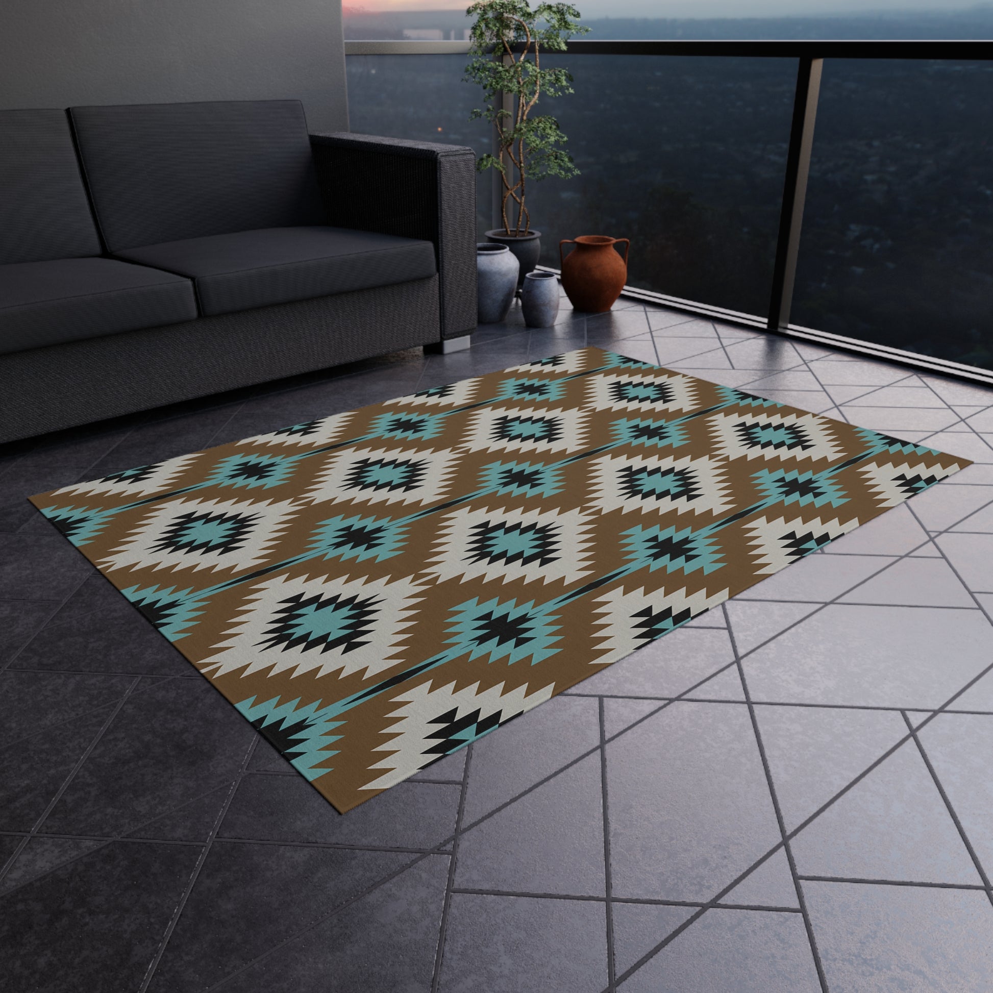 Stylish Outdoor Rug, Bohemian Patio Decor, Indoor/Outdoor Mat, Camping Area Rug, Durable Entryway Carpet, Personalized Outdoor Accent - LOLA VEGAS ART