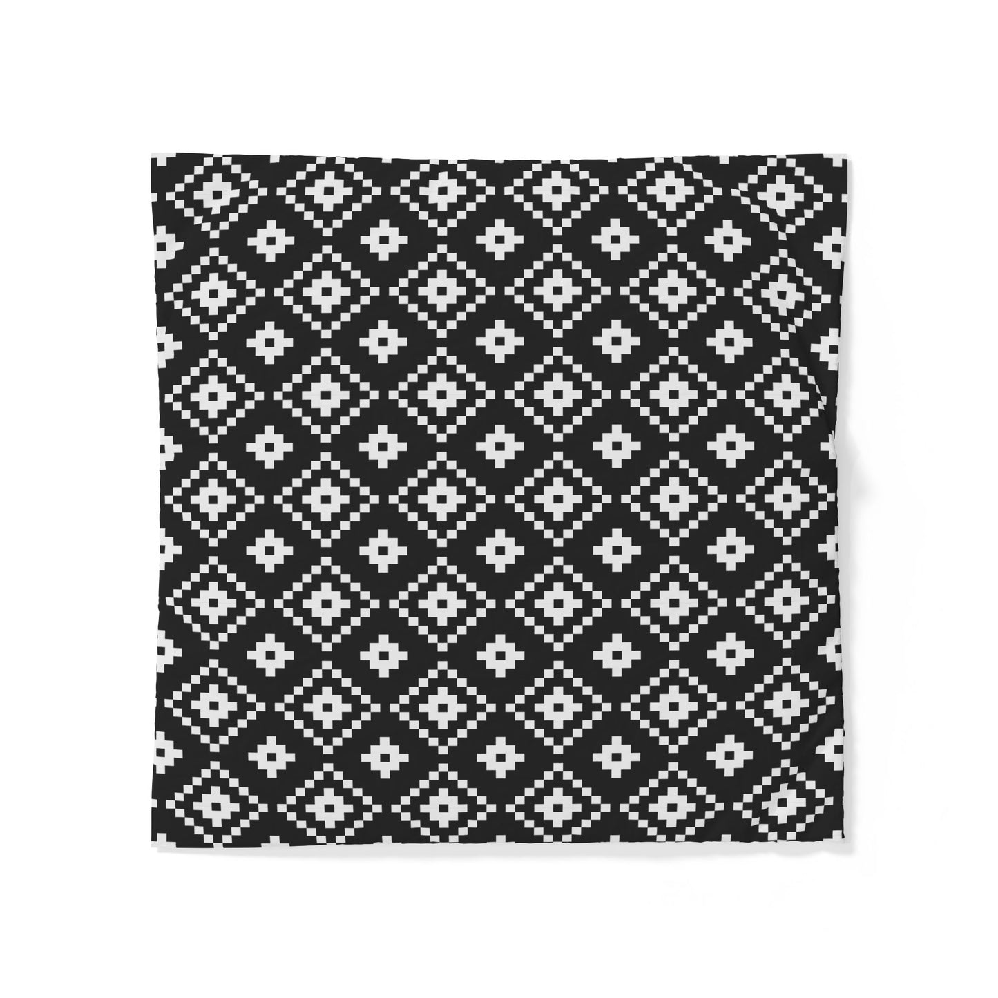 Black White Geometric Diamond Pattern duvet cover | Tribal Pixel Motif
