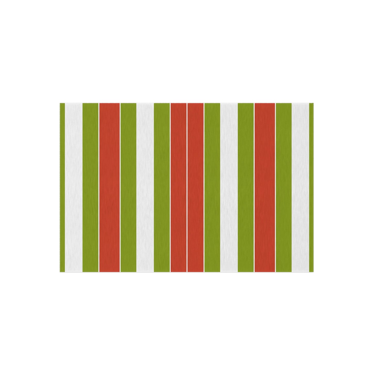 Green Red White Striped Outdoor/Indoor Rug | Patio Door Mat