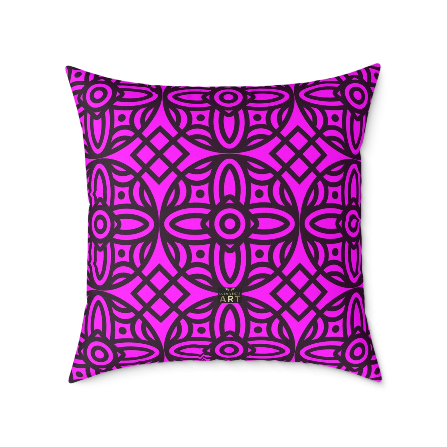 Geometric Floral Pattern Pillow | Pink-Magenta Canvas Pillow,  Decorative Home Accent, Boho Chic Throw Pillow, Gift for Home Decor