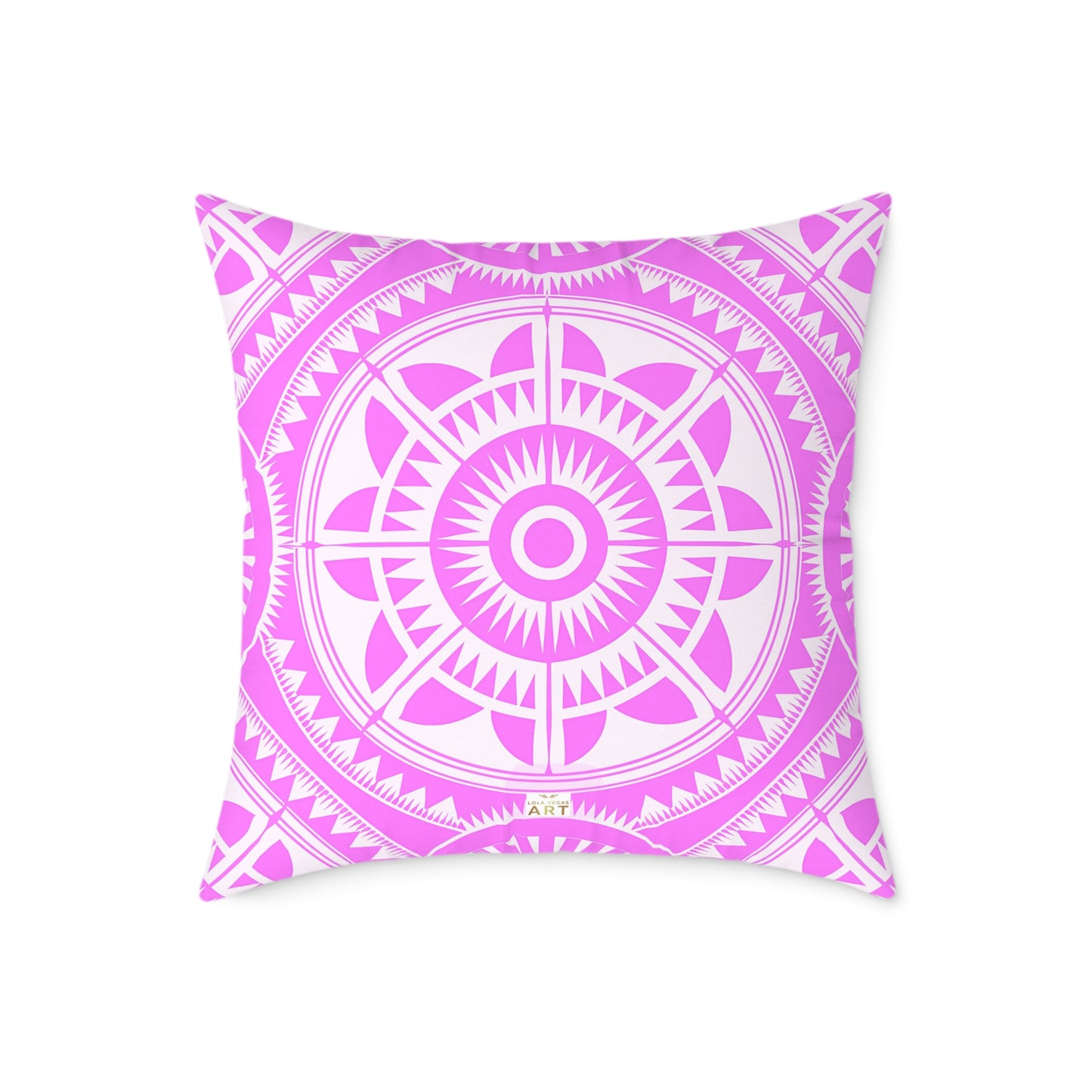 Bohemian Decorative Pink White Pillow, Cozy Home Accent, Mandala Throw Cushion, Gift for Her, Boho Chic Interior