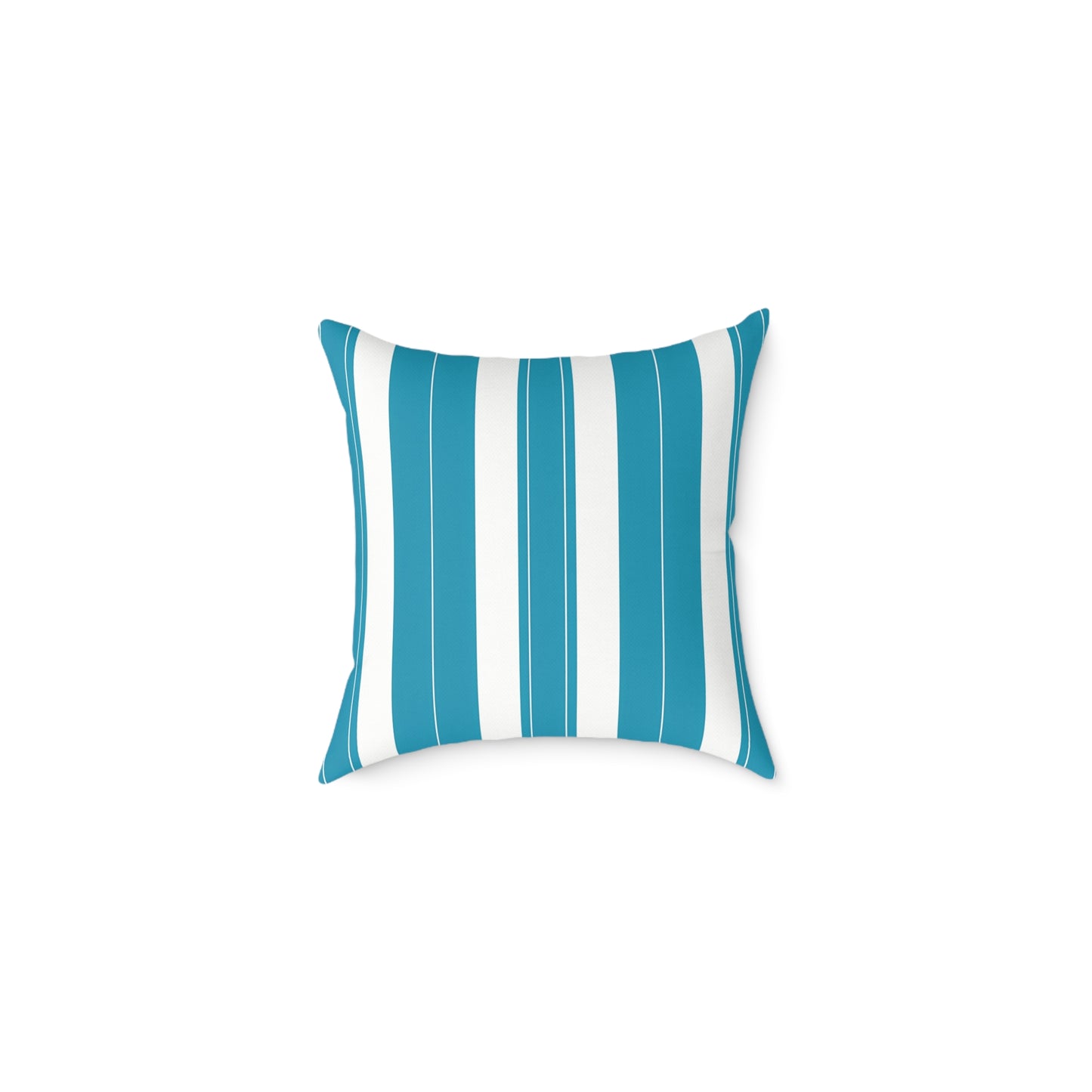 Teal and White Vertical Stripe Square Pillow | Poly Canvas Throw Pillow