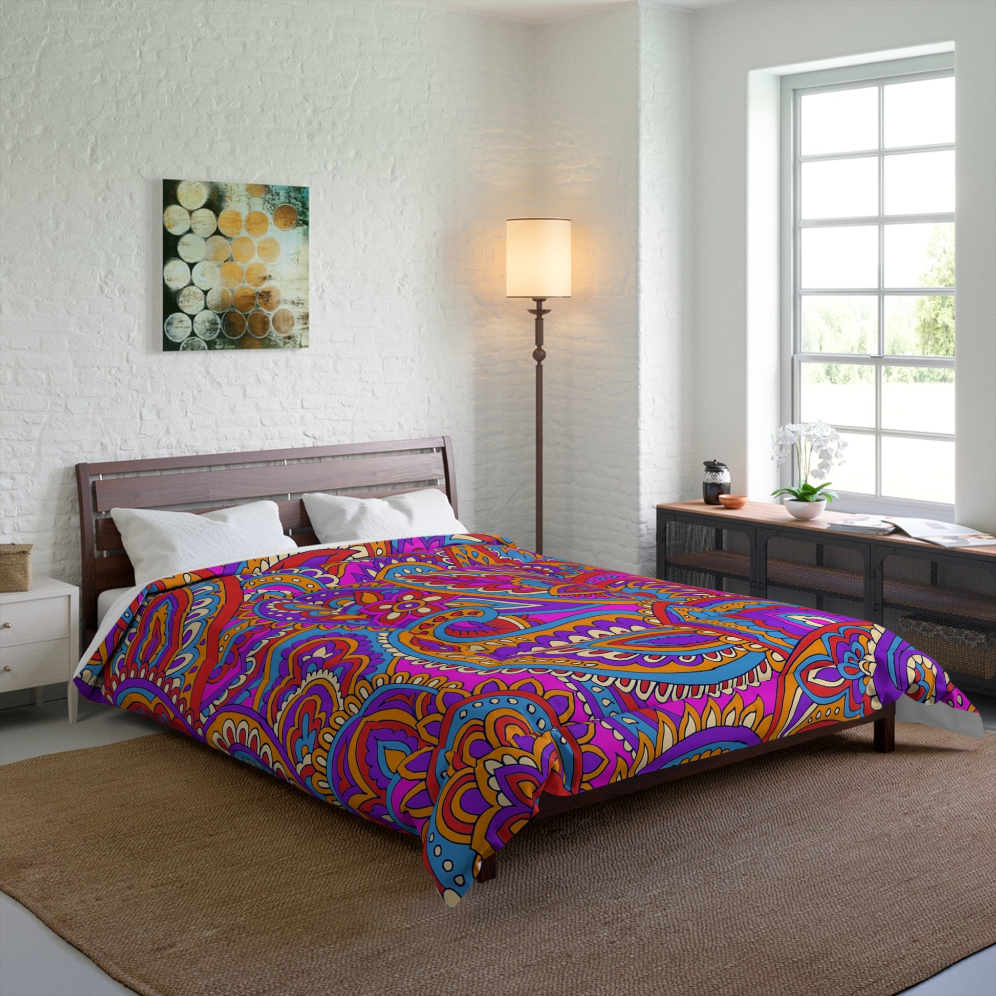 Purple and Blue Bohemian Aztec Comforter, Cozy Bedding for Tribal Decor, Perfect for Home, Dorm, Boho Room, Gift for Her, Boho Chic - LOLA VEGAS ART