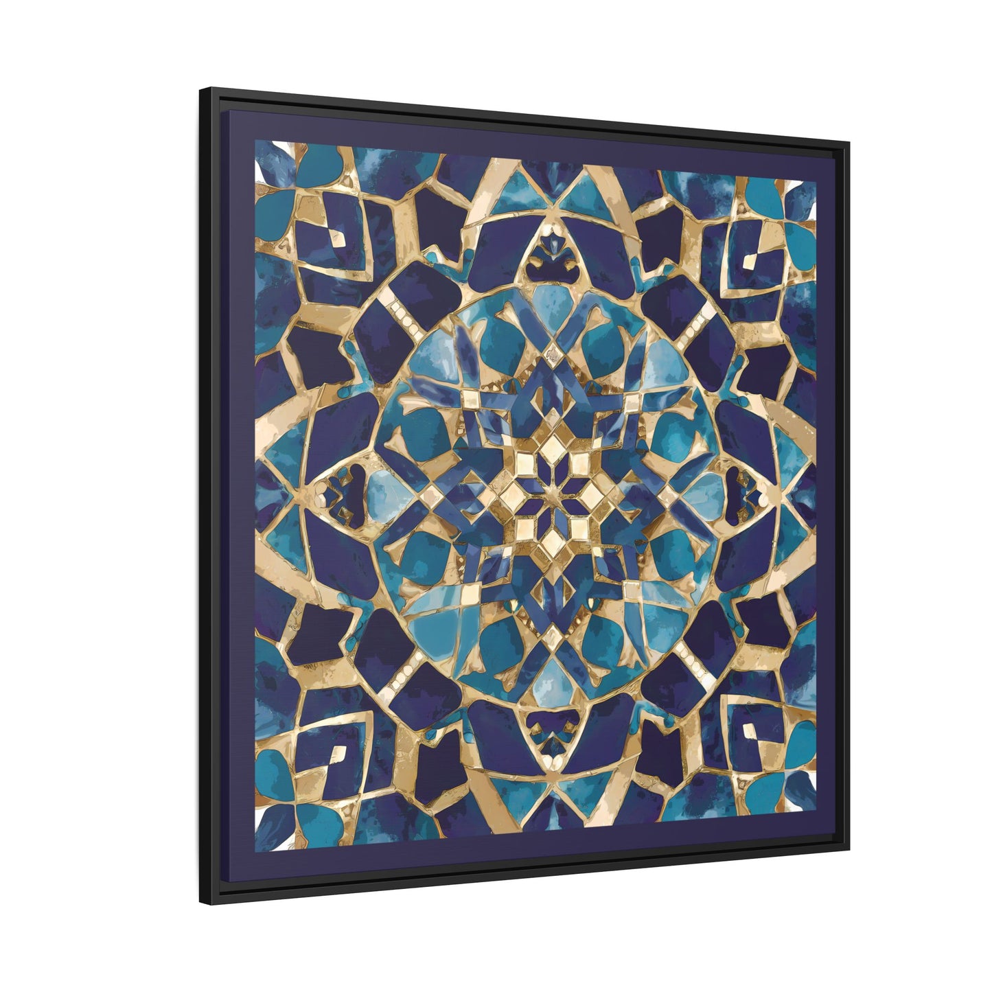 Framed Blue Moroccan Mosaic Wall Art — Matte Canvas Print