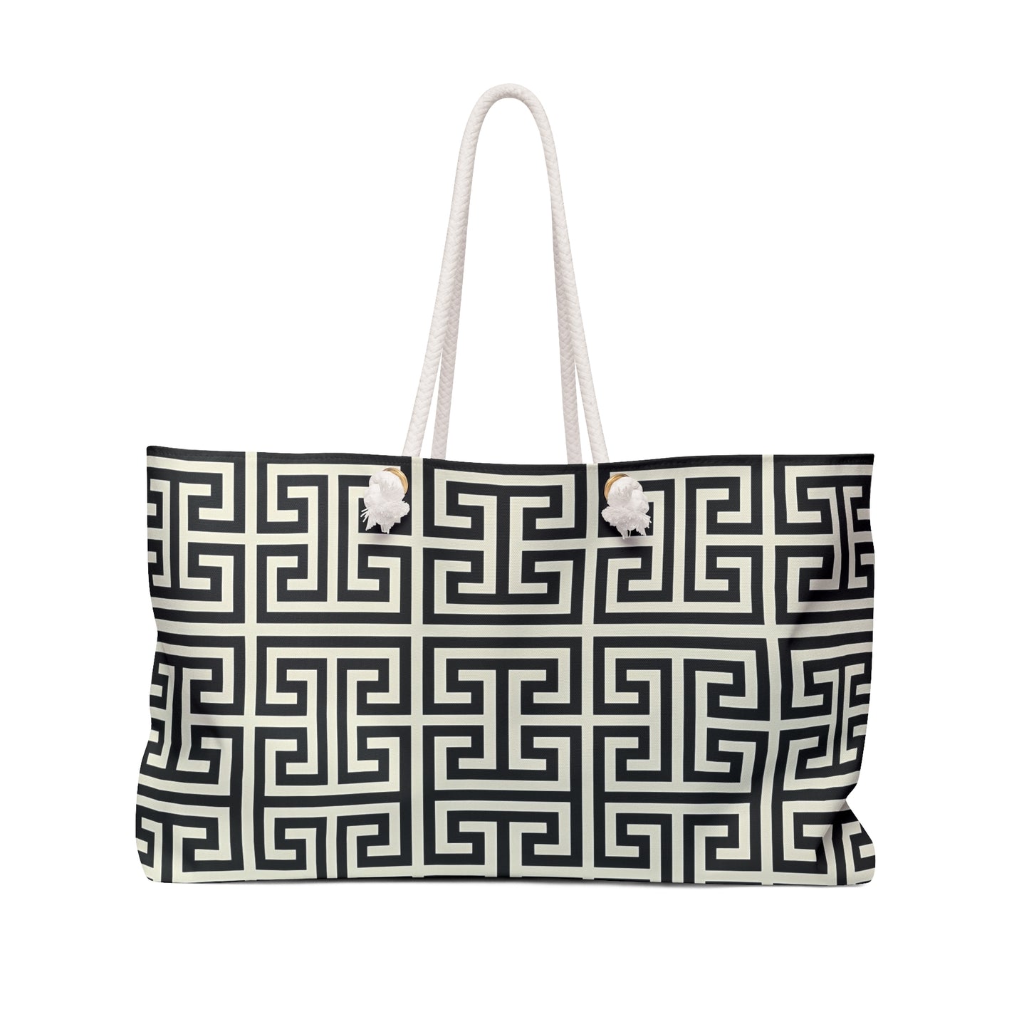Chic Greek Pattern Weekender Bag, Travel Tote, Weekend Getaway Bag, Stylish Overnight Bag, Personalized Gym Bag