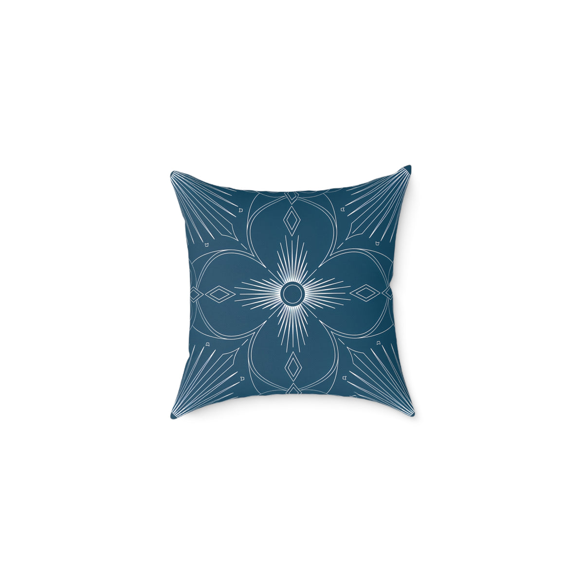 Cerulean Mandala Floral Pillow | Square Poly Canvas Pillow